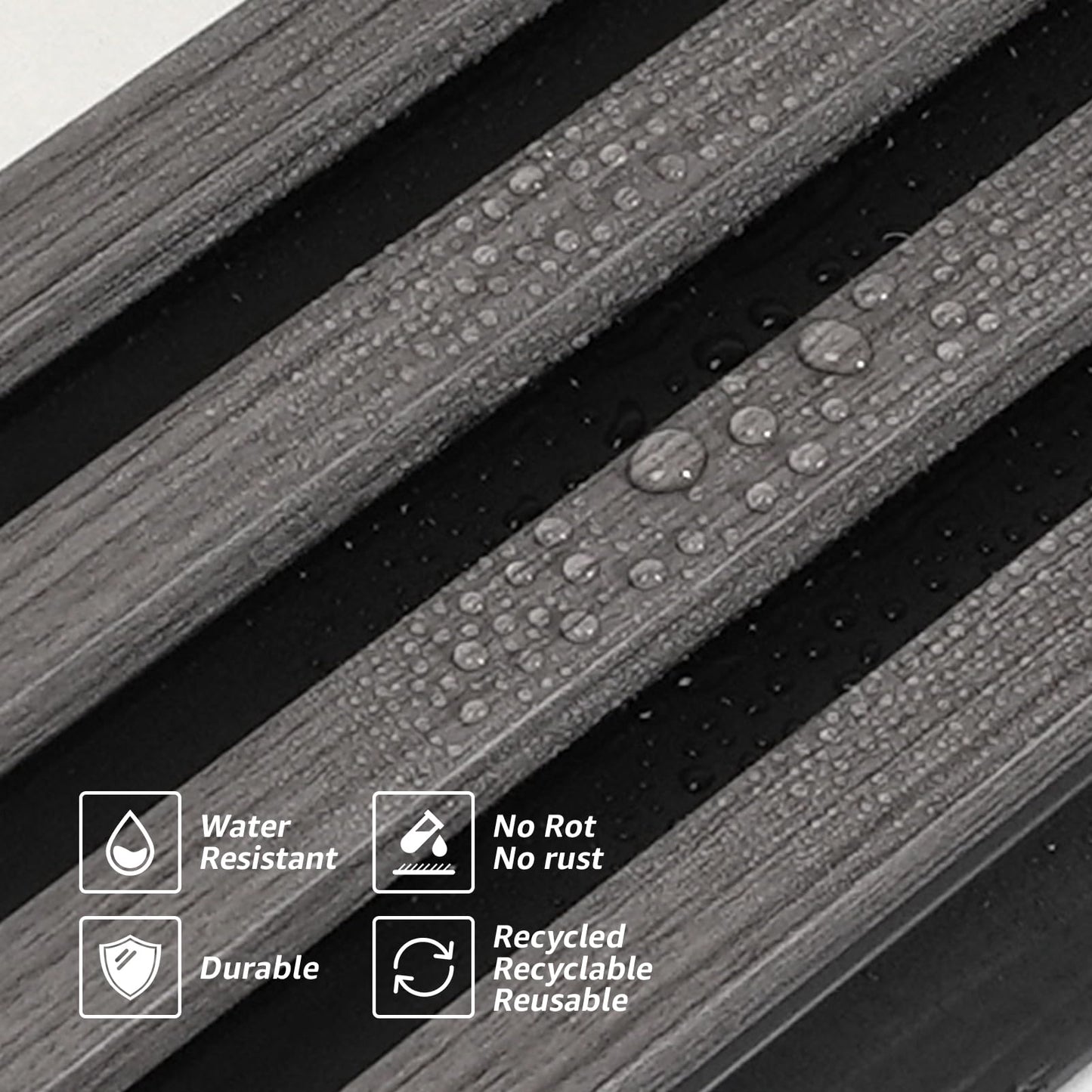 Art3d 8-Pack WPC Wood Slat Wall Panel for Interior Wall Décor, 3D Wood Fluted Acoustic Wall Paneling for Living Room Bedroom Home & Office Accent Wall Decor - 96 x 6 Inch Grey