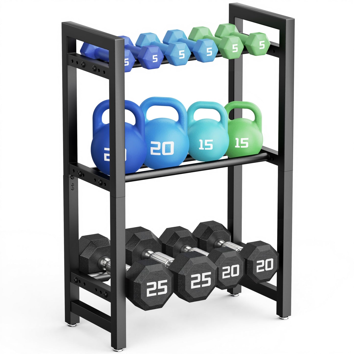 Dumbbell Rack 3-Tier 20 IN Length Adjustable Weight Rack For Home Gym Dumbbells Kettlebell (Rack Only)