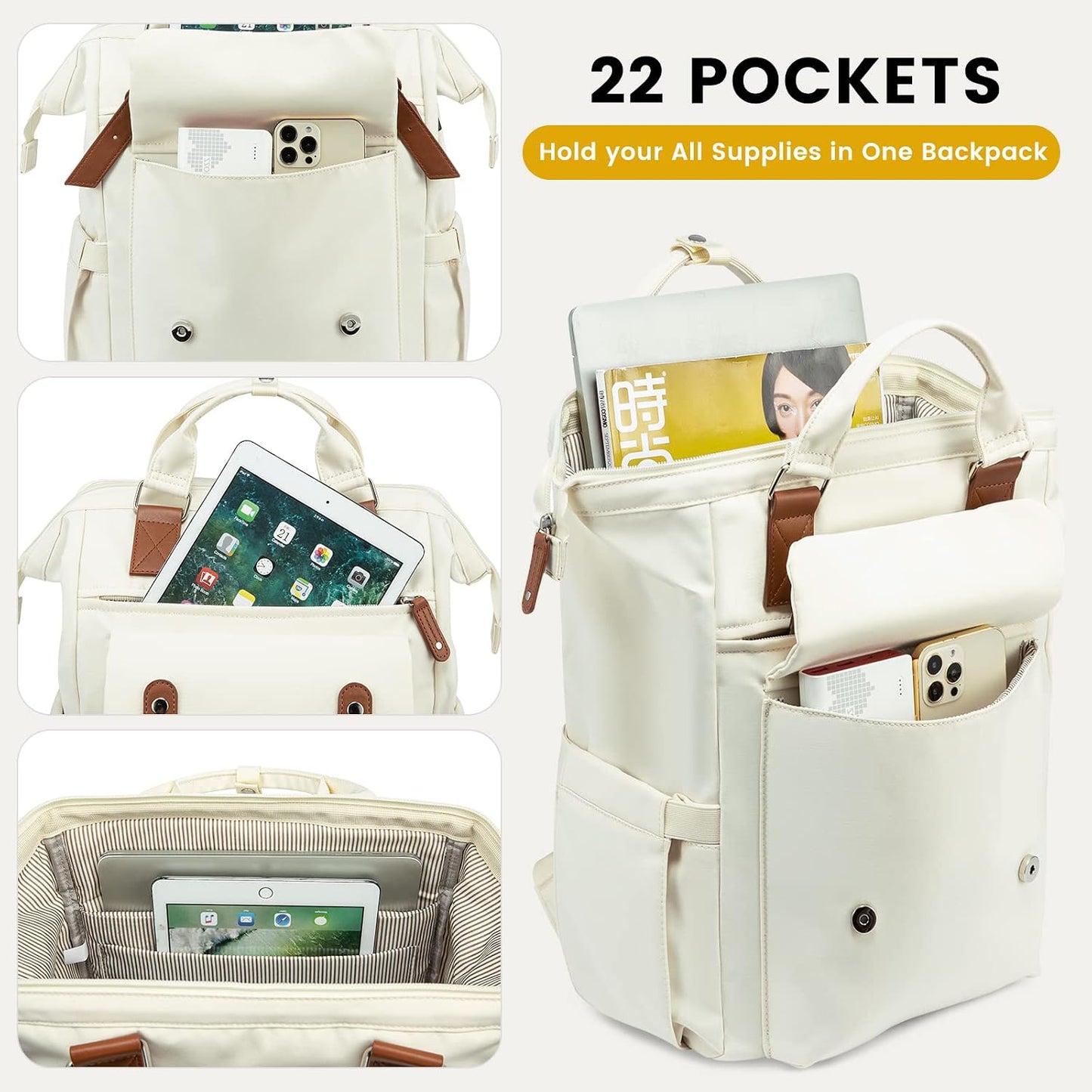 Backpack Backpack Backpack Daypack, 17 Inch, LOVEVOOK Laptop for Women Work Travel, Large Capacity Computer Purse