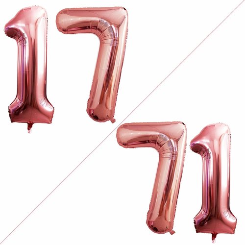GOER 42-Inch Jumbo Rose Gold 17 Balloons - Sweet 17 Birthday Party Decorations & Helium Foil Balloons