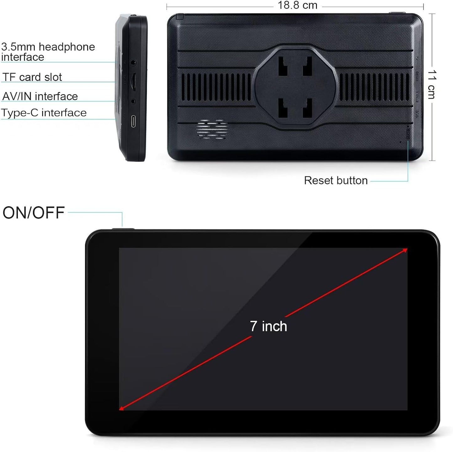 MRSXWPY 7-inch (7Inch) Portable Carplay Screen for Car Compatable with Apple CarPlay and Android Auto,Wireless Car Play