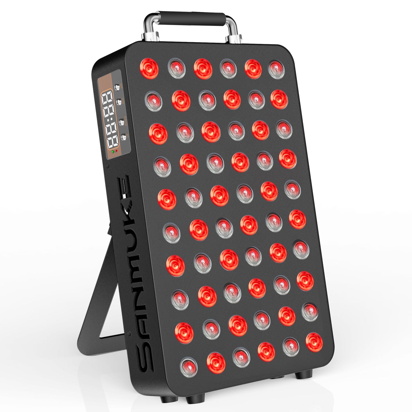 SANMUKE Red Light Therapy Panel, 660nm Red & 850nm Near Infrared Light Therapy Device for Face & Body, 60 PCS 45mil Individual High-Power LEDs with Remote Control Adjustable Angle & Timer Function