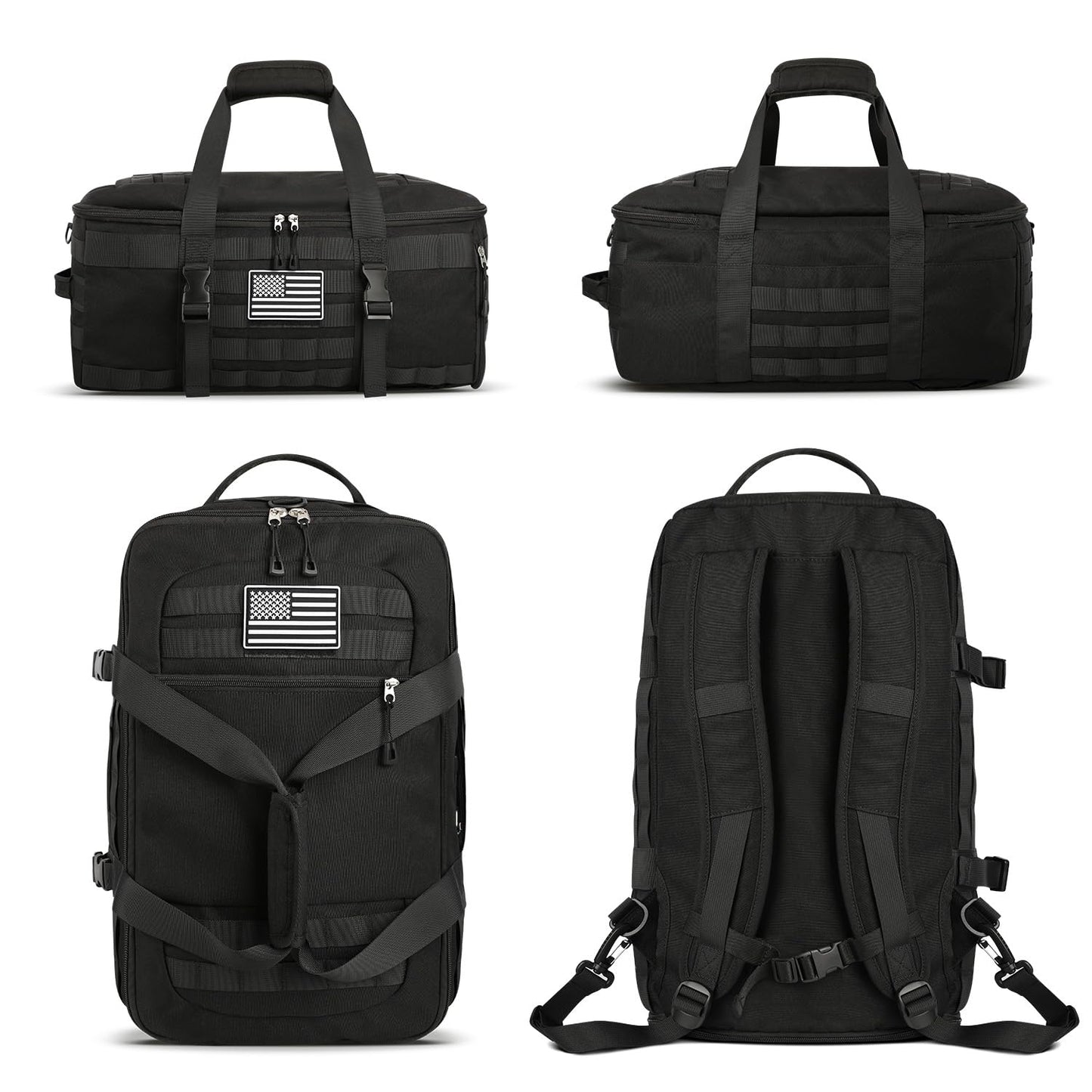ETRONIK Gym Bags for Men Women, Carry On Luggage 22x14x9 Airline Approved, Tactical Duffle Bag with Shoe Compartment, 3 in 1 Carry on Travel Backpack with Wet Pocket, Weekender Overnight Bag, Black