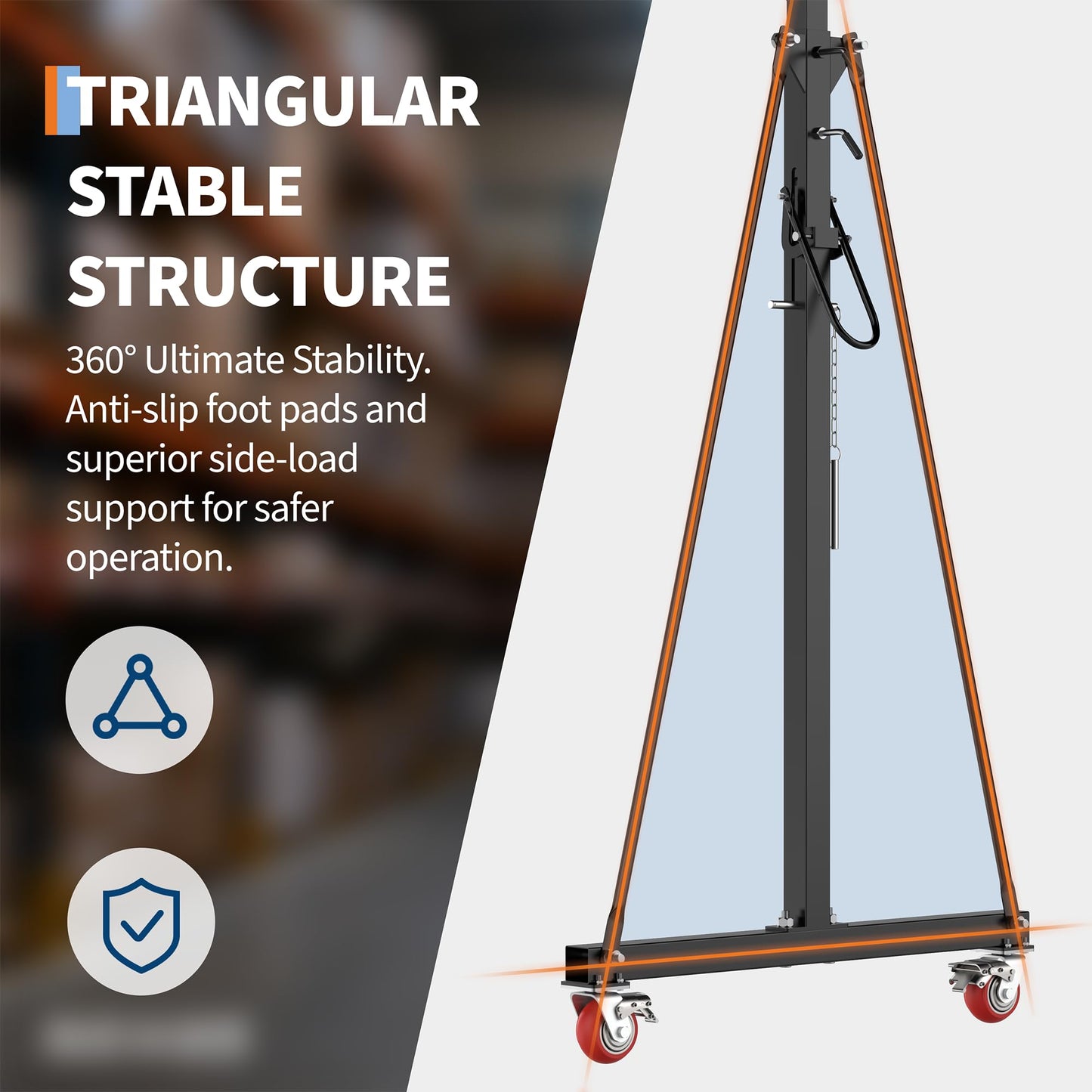 Adjustable Gantry Crane, 1 Ton 2200 LBS Capacity, Portable Gantry Crane Height Adjustable 97" to 141" with 12 Positions, for Factories, Warehouses, Construction, Auto Repair
