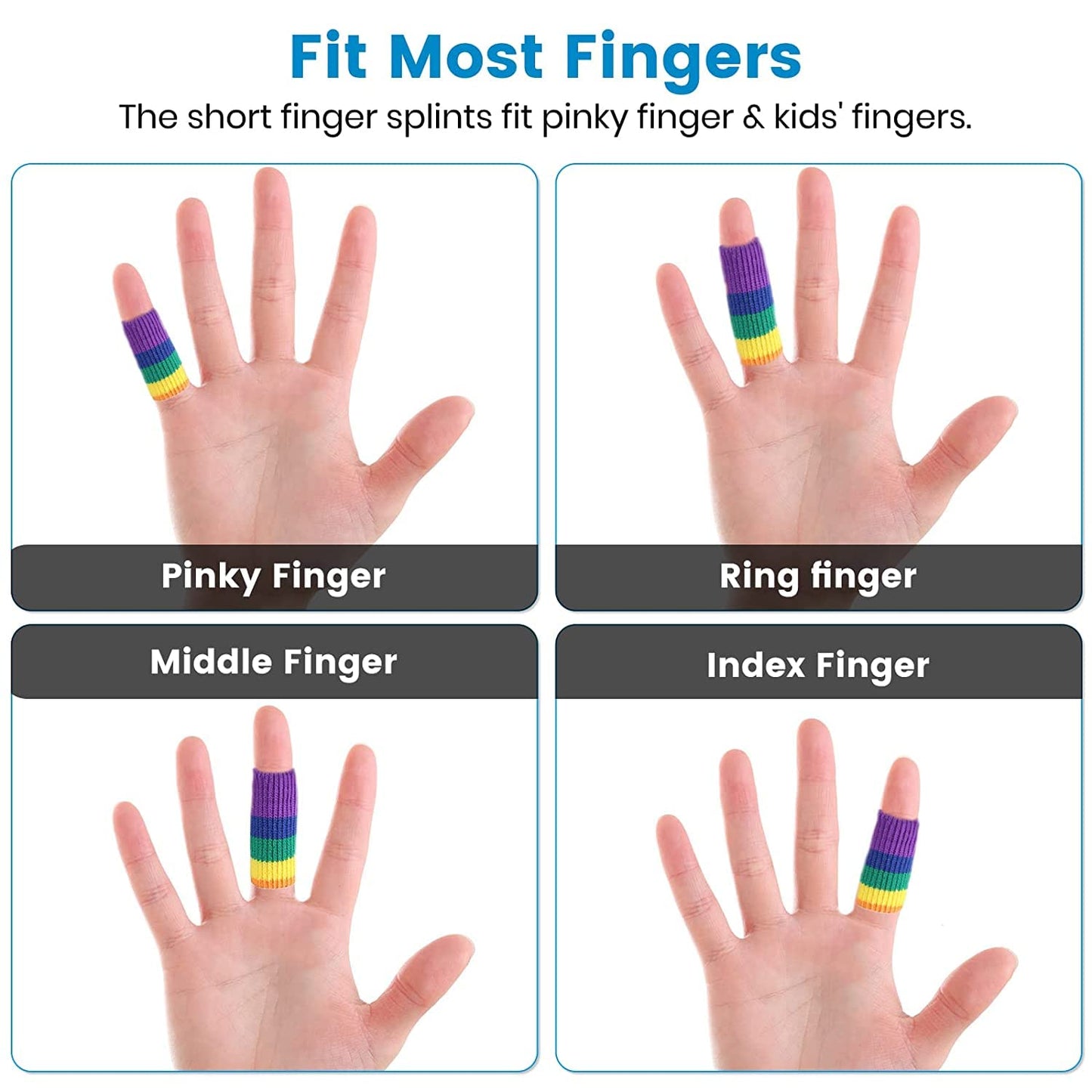EDNYZAKRN Finger Compression Sleeves Support, Finger Protectors Cots for Arthritis Swelling Basketball Sport, Breathable Elastic (10, Rainbow, One Size)