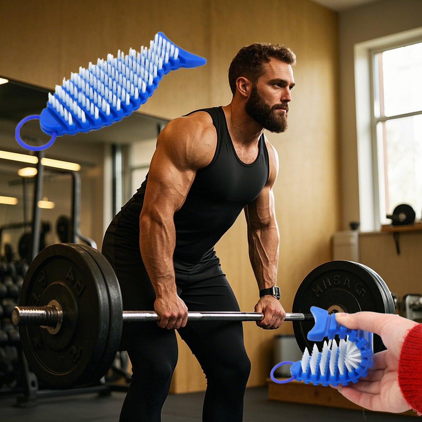 Barbell Brush Professional Barbell Cleaning Brush Barbell Care Kit Barbell Nylon Brush for Strength Training Bars, Barbell,Exercise Equipment Cleaning Supplies(Blue)