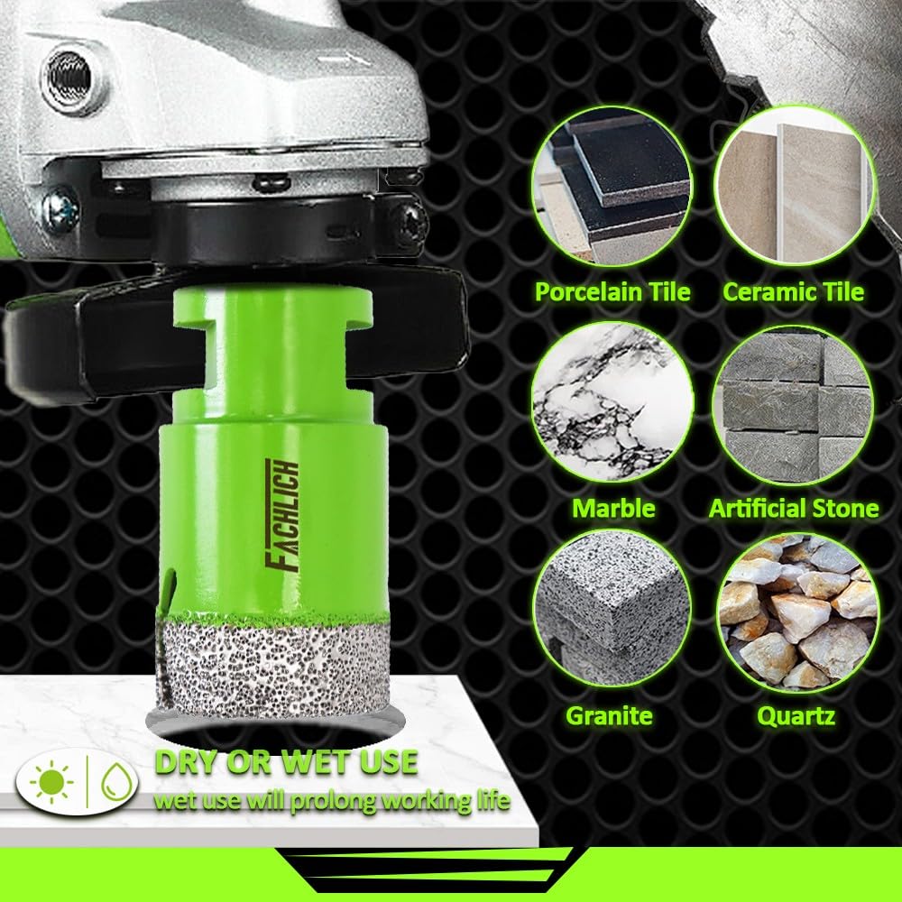 FACHLICH Diamond Core Drill Bits Set and FACHLICH Diamond Core Drill Bit - 6" Tile Hole Saw 152mm Diamond Hole Saw