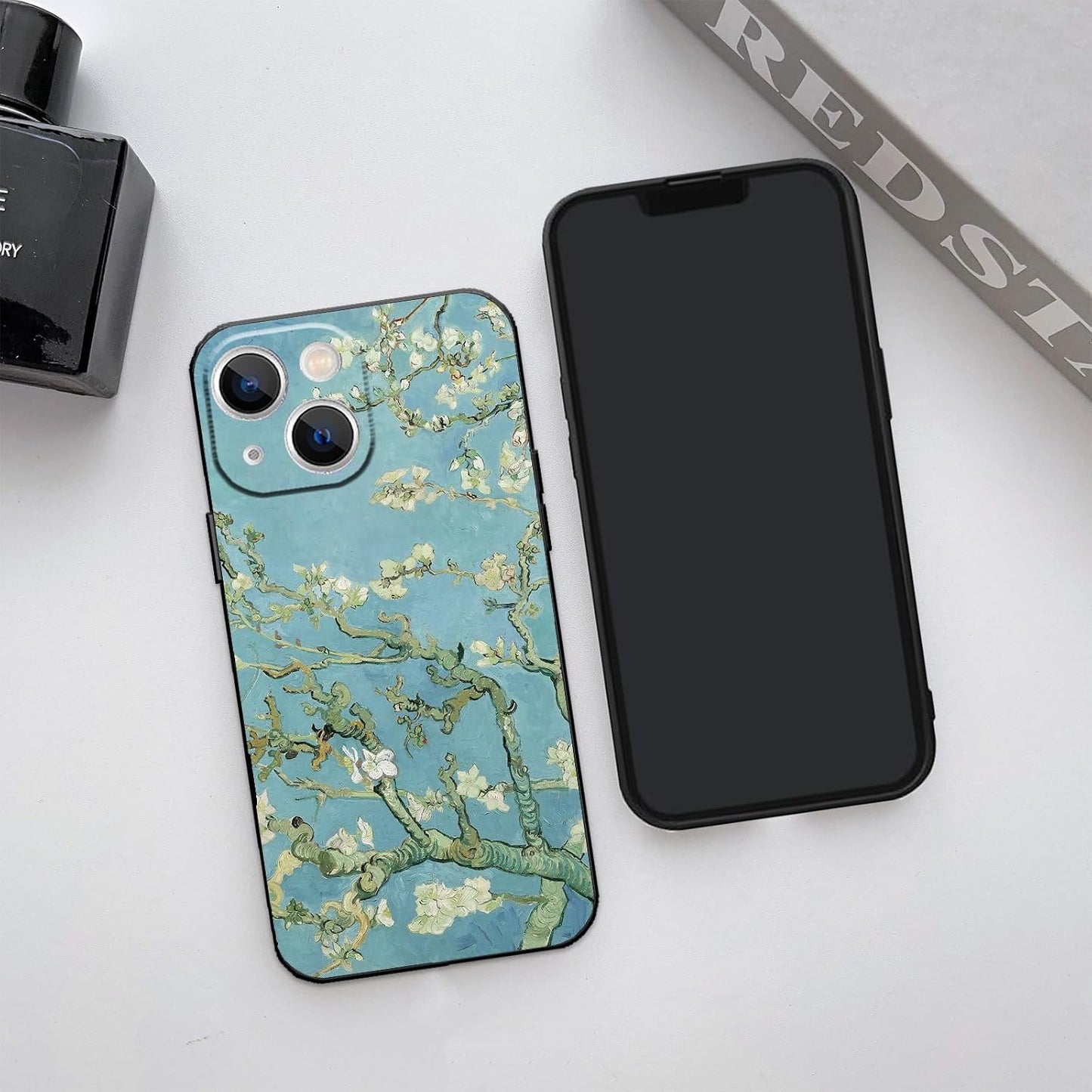 Avistinz 14 for iPhone Case Cute Aesthetic Retro Floral Van Gogh Almond Blossom Phone Case with Nature Plants Art