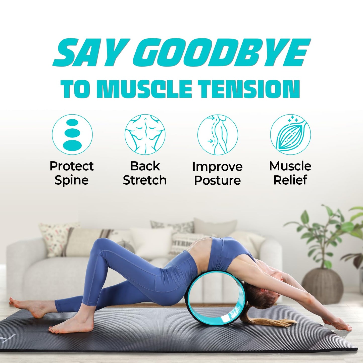 Yes4All Yoga Wheel Roller, 500 lb Capacity Back Cracker Roller, Yoga Roller for Back Ease & Spinal Support, Target Pressure Points for Comfort Hips & Neck, Available in 6”/10”/12” Sizes