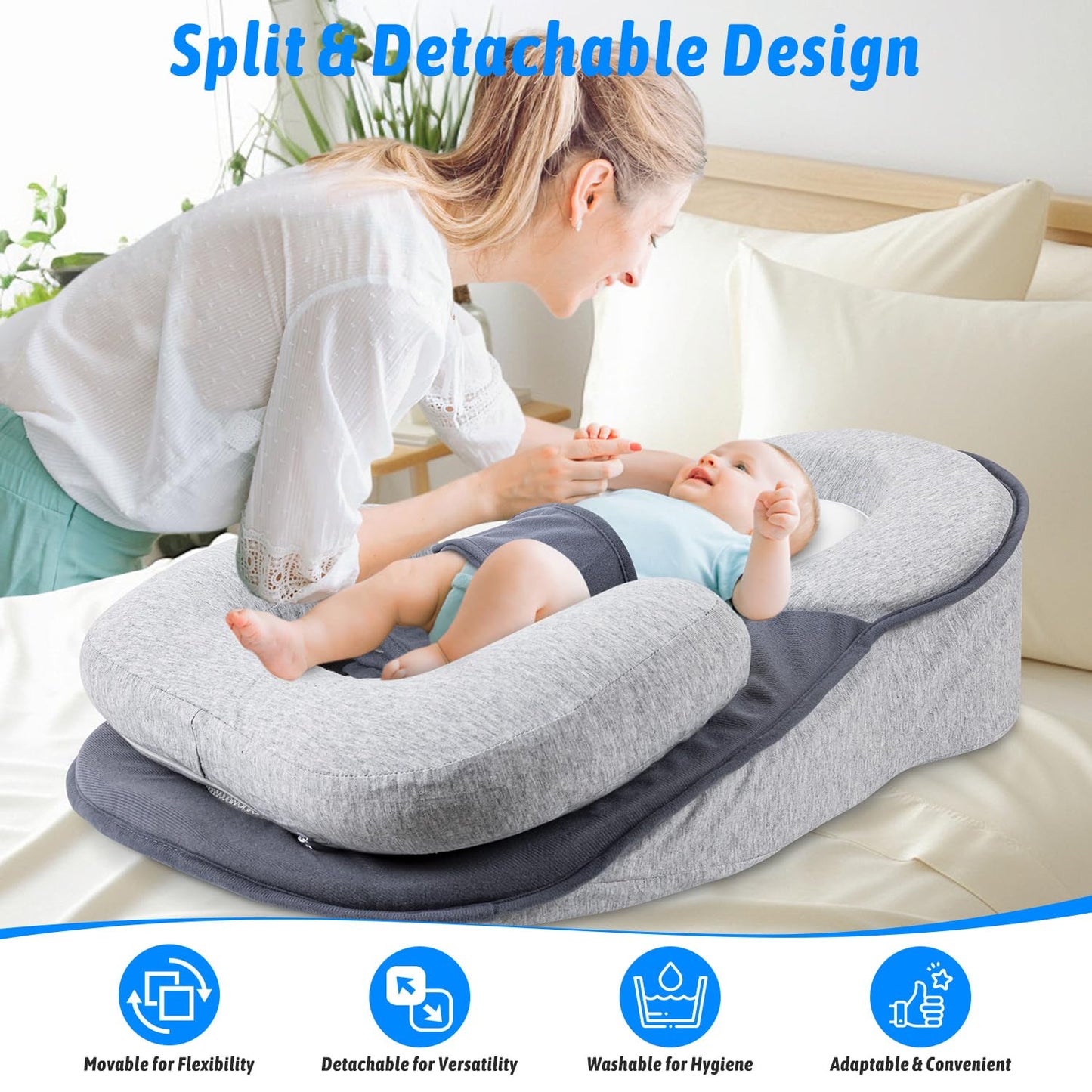 NILUTO Feeding Pillow Anti Overflow Feeding Pillow for Reducing Spit-Up, Safety Nursing Pillow