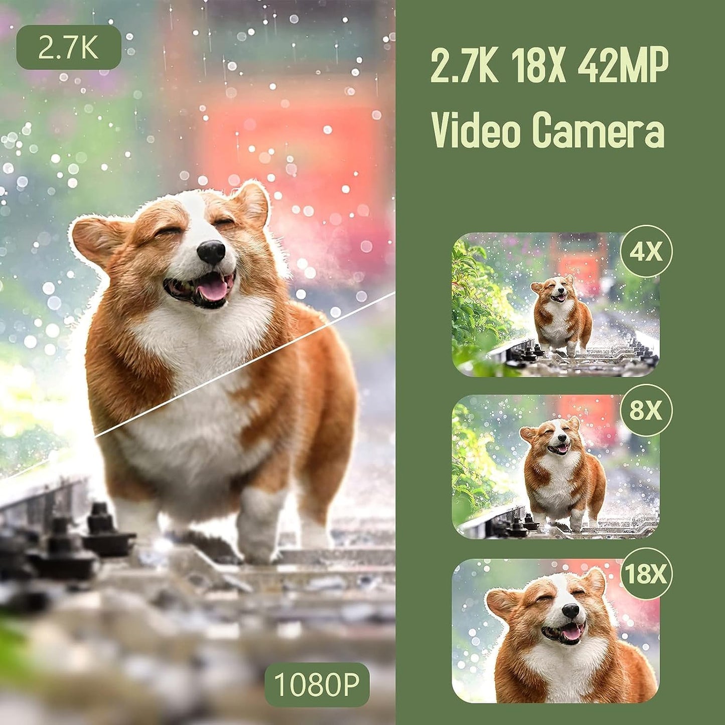Zorlsk 2.7K 42MP 18X 3.0 Inch 270 2 Video Camera Camcorder, Digital Zoom Vlogging Camera for YouTube, Rotation Screen