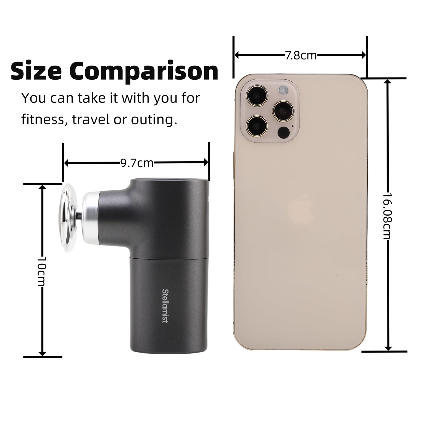 Stellamist Mini Thermal Massage Gun with Heat, Portable Hand Held Massager Gun, Portable Percussion Muscle Massager with 4 Massage Heads for for Dad, Office, Home, Athletes