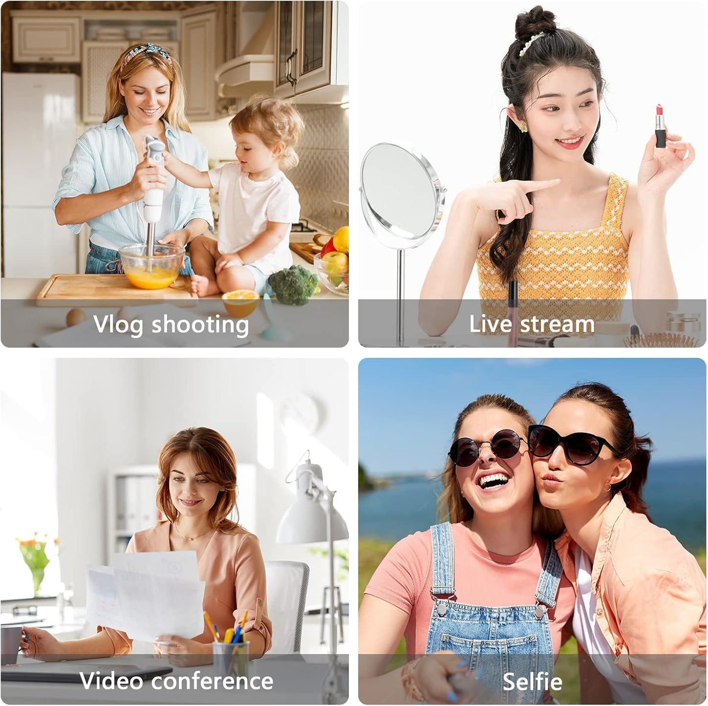 Andoer Smartphone Vlog Kit Mini LED Video Light + Cardioid Microphone + Extendable Phone Clip + Tripod with Adjustable