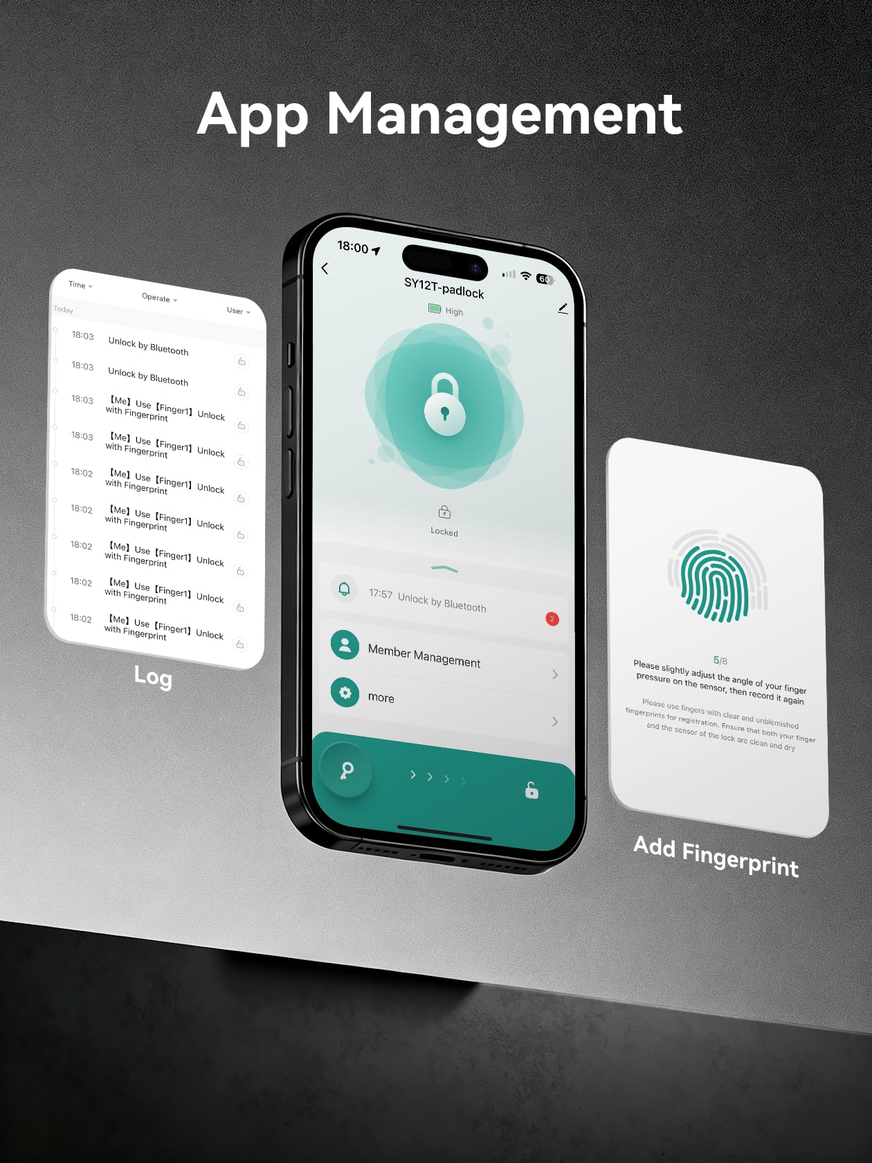 NexusLab Fingerprint Padlock, Smart Biometric Locker Lock with Bluetooth TUYA App Control, IP67 Waterproof Gym Lock, Keyless Combination Lock Alternative for School Locker, Sports & Outdoor Gates