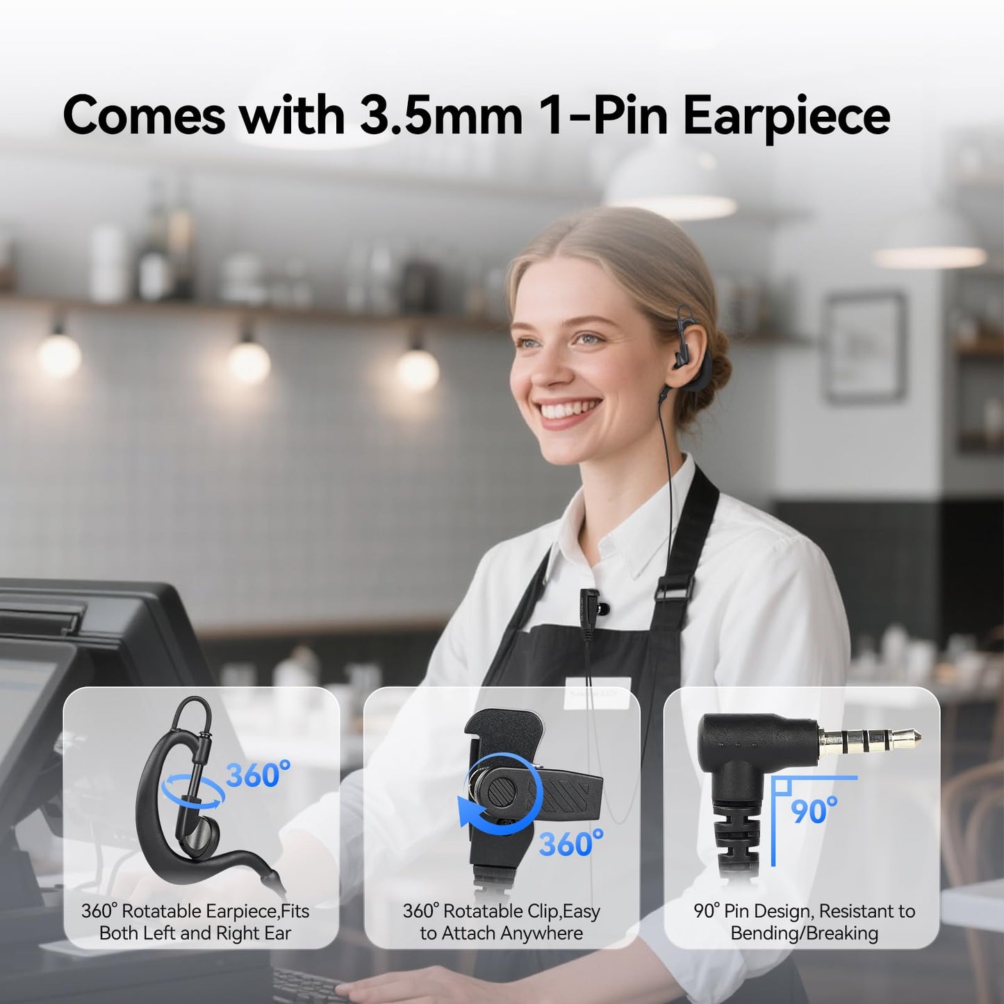 (3nd Gen RT22) Retevis B3H Walkie Talkies for Adults-Ultra Slim, with Earpiece, 6 Way Multi Unit Charger, 1620 mAh, LED Display, Business Portable FRS Two-Way Radios for Retail Store (6 Pack)