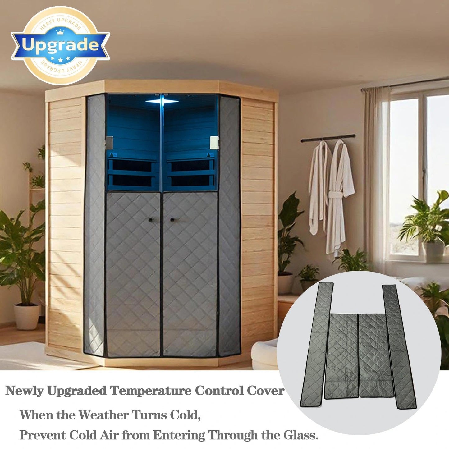 Smart Indoor Sauna 2-3 Person, 0-5mG Ultra Low Emf Far Infrared Sauna for Home, 1520w Hemlock Wooden Sauna Room with APP & LCD Control Panel, Bluetooth Speaker, Chromotherapy Lights, Thermal Cover
