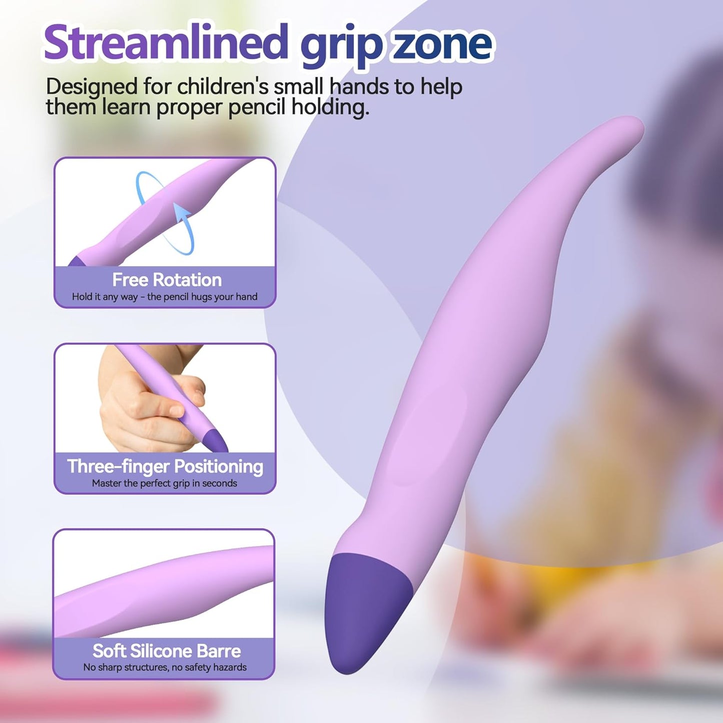 AWINNER 2 Pack Kid-Friendly Stylus Pens for Touch Screens,Tablet Stylus Pen Purple Blue Stylus Universal Touch Screen