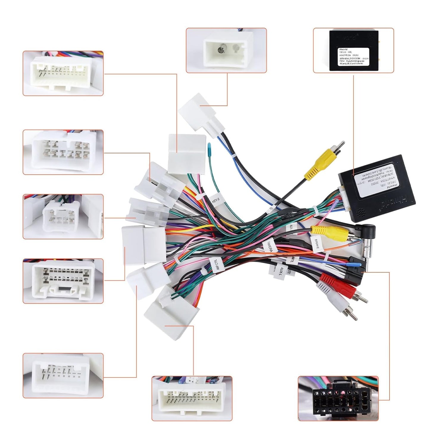 16 RAV4 4Runner (T1) for J-B-L Radio Wiring Harness Pin Cable Compatible with Toyota Corolla Camry Tundra Prado CHR