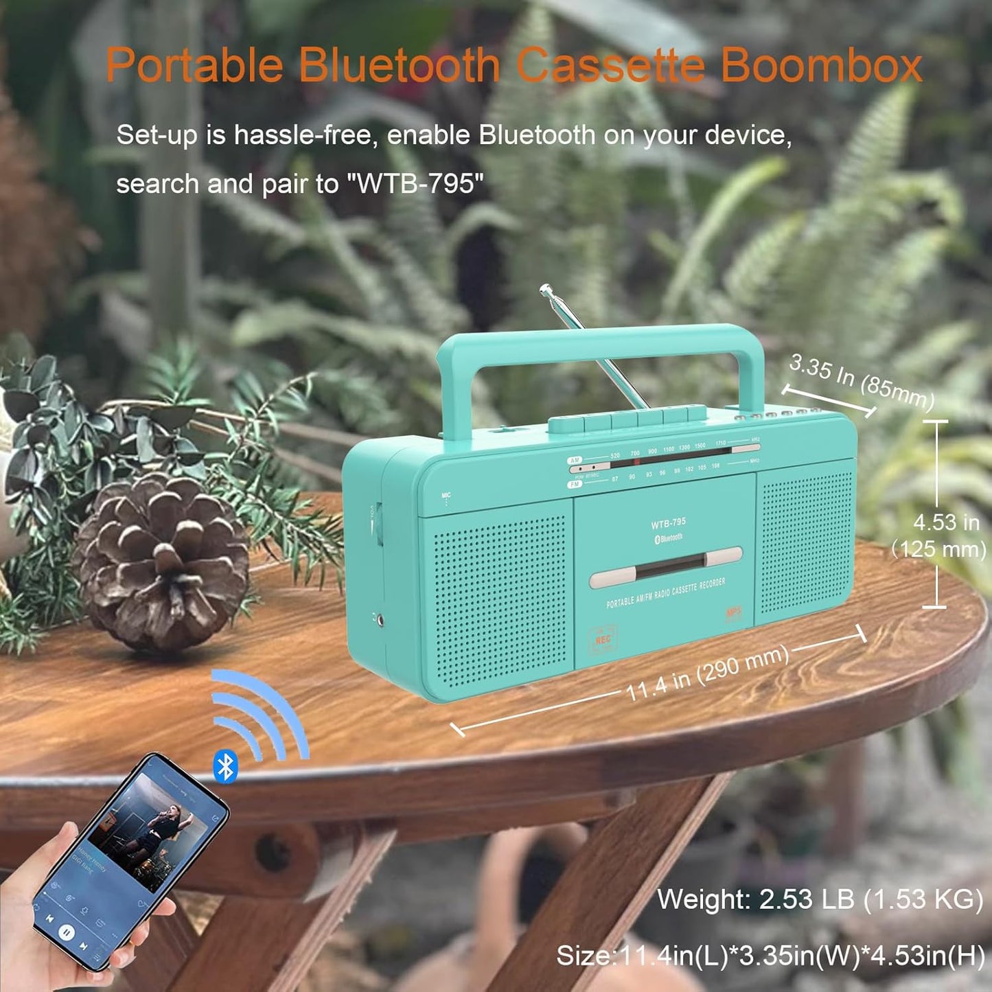 WISCENT Cassette Playback/Recording,Cassette MP3 Portable Retro Stylish Player Recorder Boombox