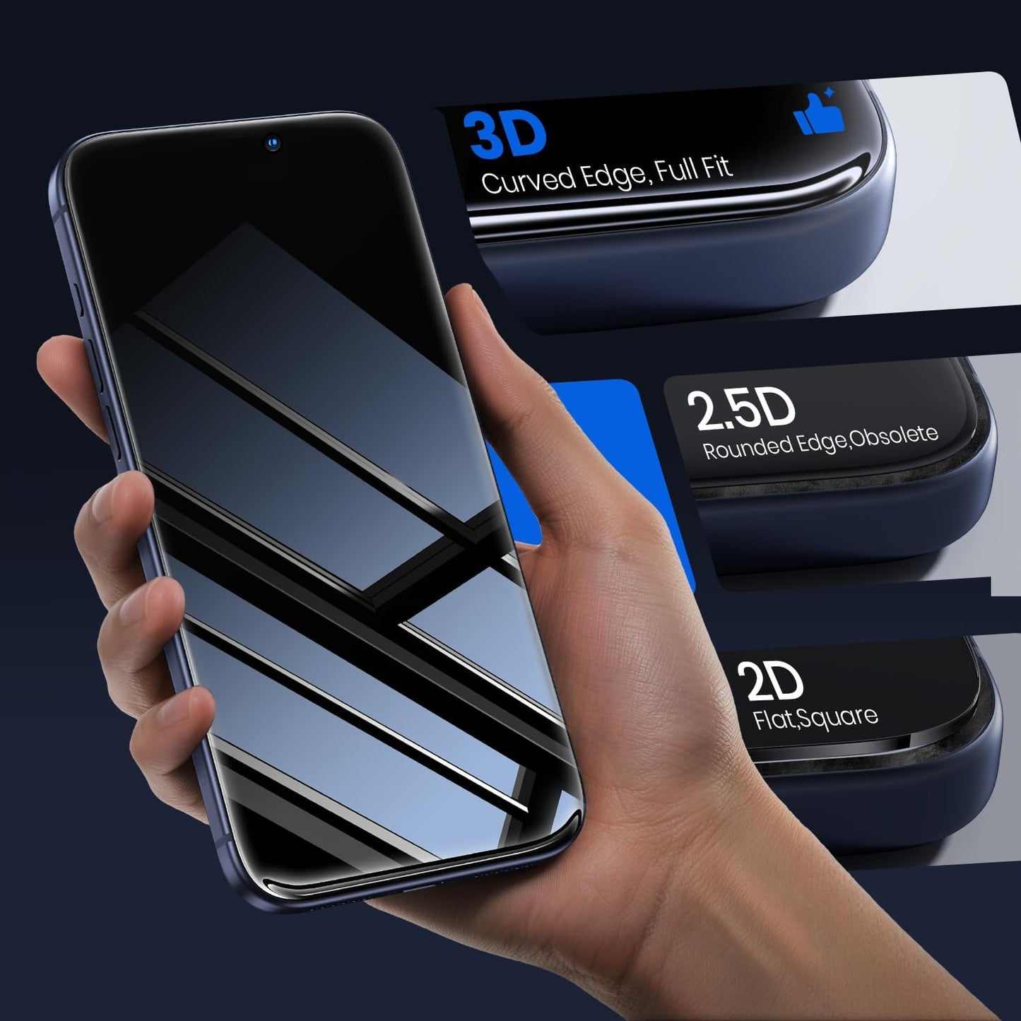 17 24 WSKEN Privacy Screen Protector for iPhone Pro - Full Coverage Tempered Glass, Anti Spy Private Screen, Auto