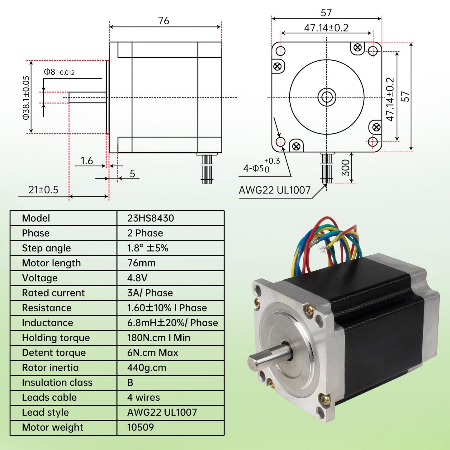 RATTMMOTOR CNC Controller Kit, 3 Axis CNC Kit with Nema23 Stepper Motor 57*76mm 270Oz-in 3A 1.8Nm, TB6600 Driver 4A, USB Mach3 CNC Motion Control Card Breakout Board, 24V Power Supply for CNC Machine