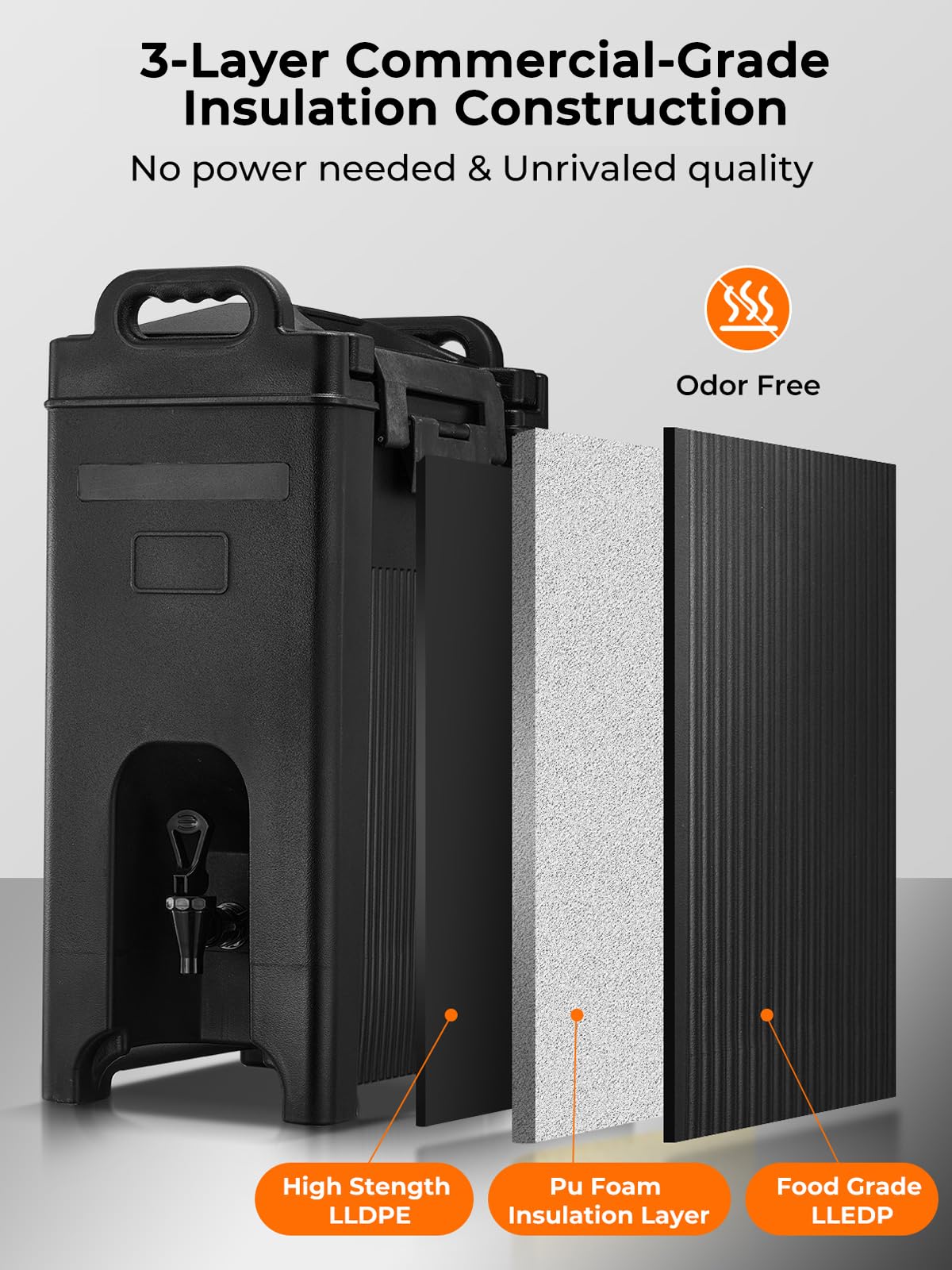 Insulated Beverage Dispenser 5 Gal, Commercial Hot/Cold Drink Dispenser for Coffee Shop, Large Parties, Church Gatherings, Camping, Heavy Duty Beverage Cooler with Faucet for Outdoor (No Electricity)
