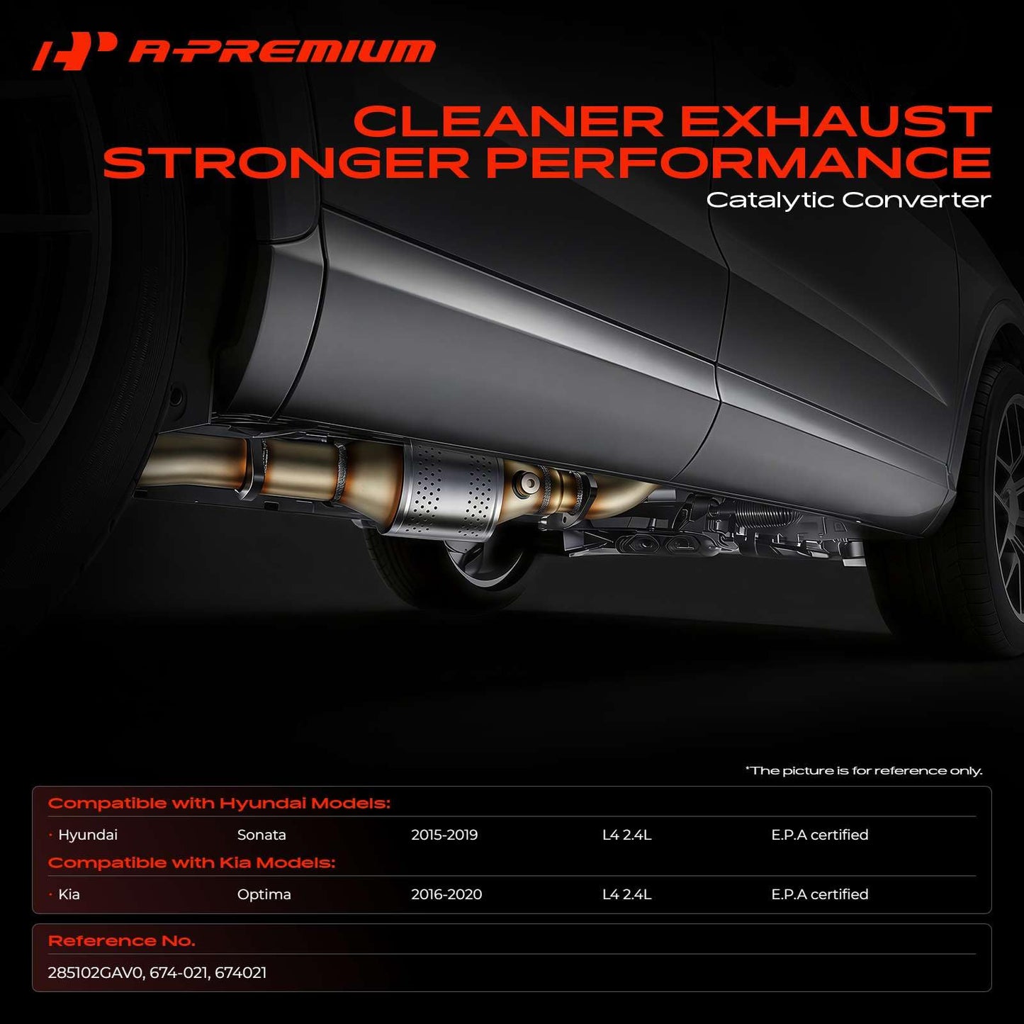 A-Premium Exhaust Manifold Catalytic Converter with Gasket Kit Direct-Fit Compatible with Hyundai Sonata 2015-2019 2.4L & Kia Optima 2016-2020 2.4L, E.P.A. Compliant, Replace# 285102GAV0