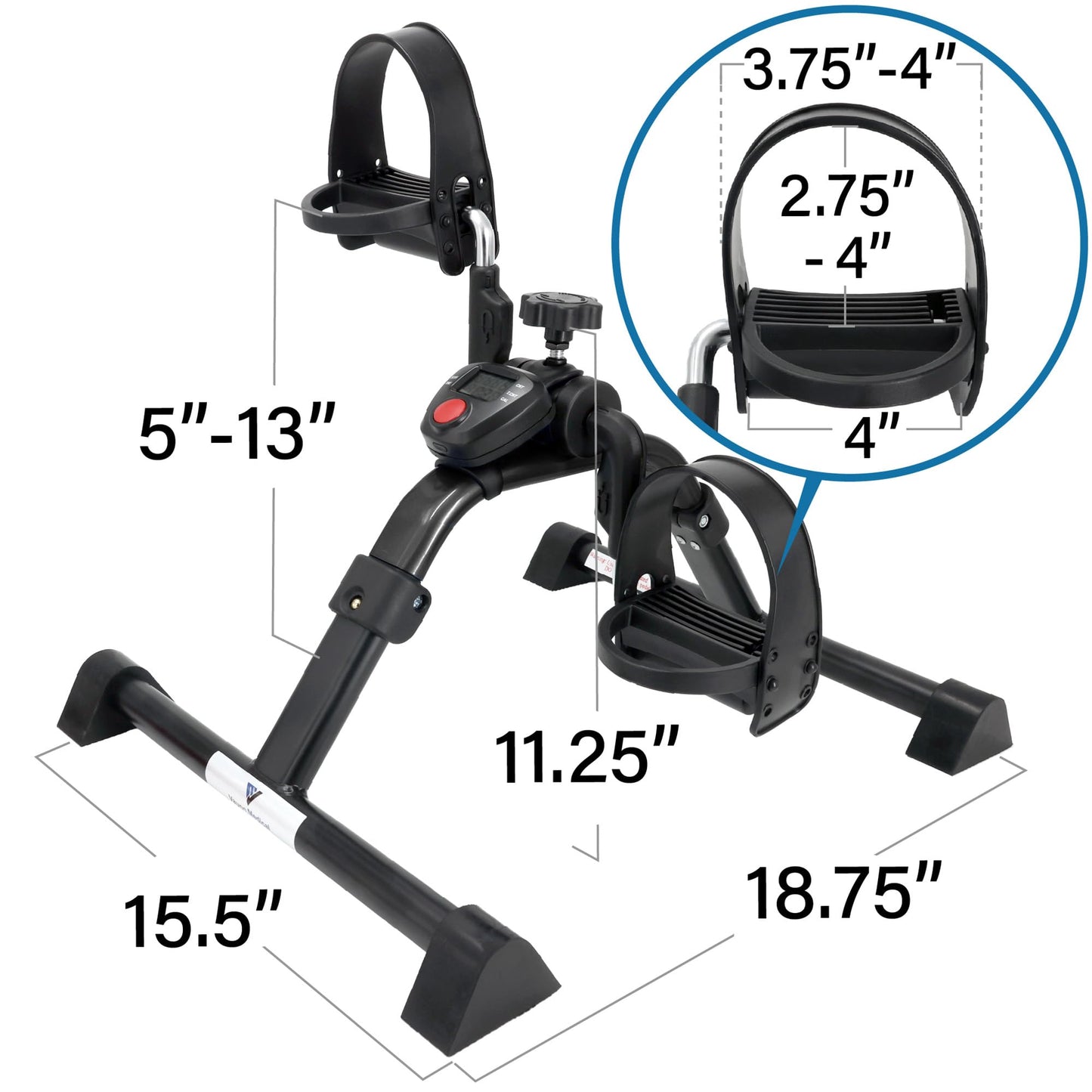 Vaunn Under Desk Bike Pedal Exerciser Ergometer with LCD Display – Mini Pedal Exerciser for Arm & Leg Workout, Folding Desk Cycle for Home Office, Physical Therapy & Low Impact Cardio
