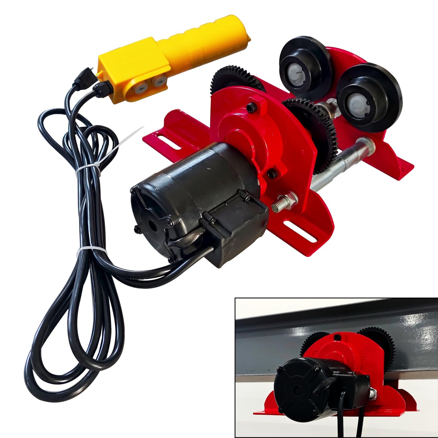 Electric Trolley for Power Hoist 1100LBS Capacity,Fit 2.68-4.33 in I-Beam,Push Geared Overhead Crane Heavy Duty Wheels System for PA200 to PA500 Hoists,Perfect for Gantry Cranes,Warehouses