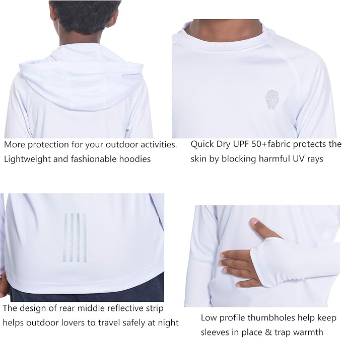 Hoodies for Boys Outdoor Recreation Shirts - Youth Athletic Tops Sun Protection UPF 50+