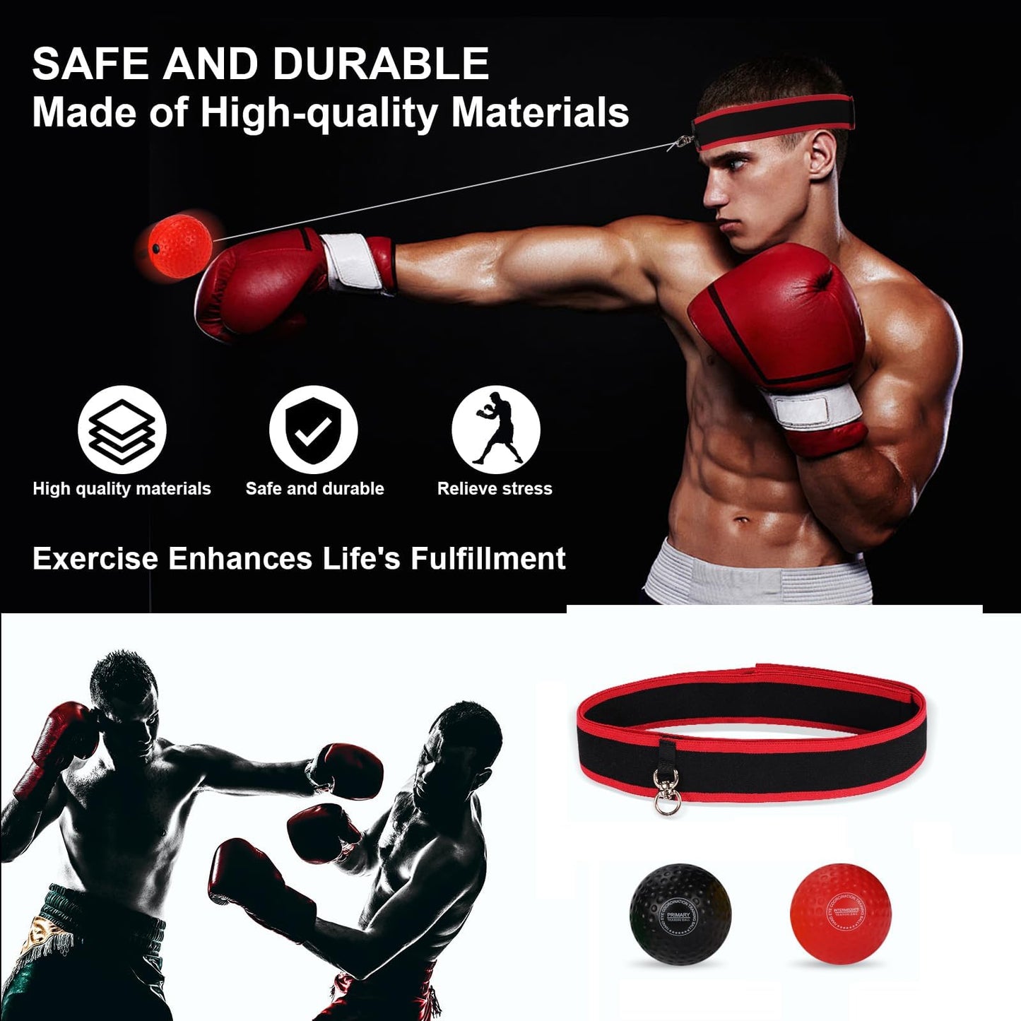 Dermasy Upgraded Boxing Reflex Ball, Training Ball with Headband Perfect for Reaction, Punching Speed, Fight Skill, Fitness, Newst Boxing Equipment for Adult and Kids (2 Balls)