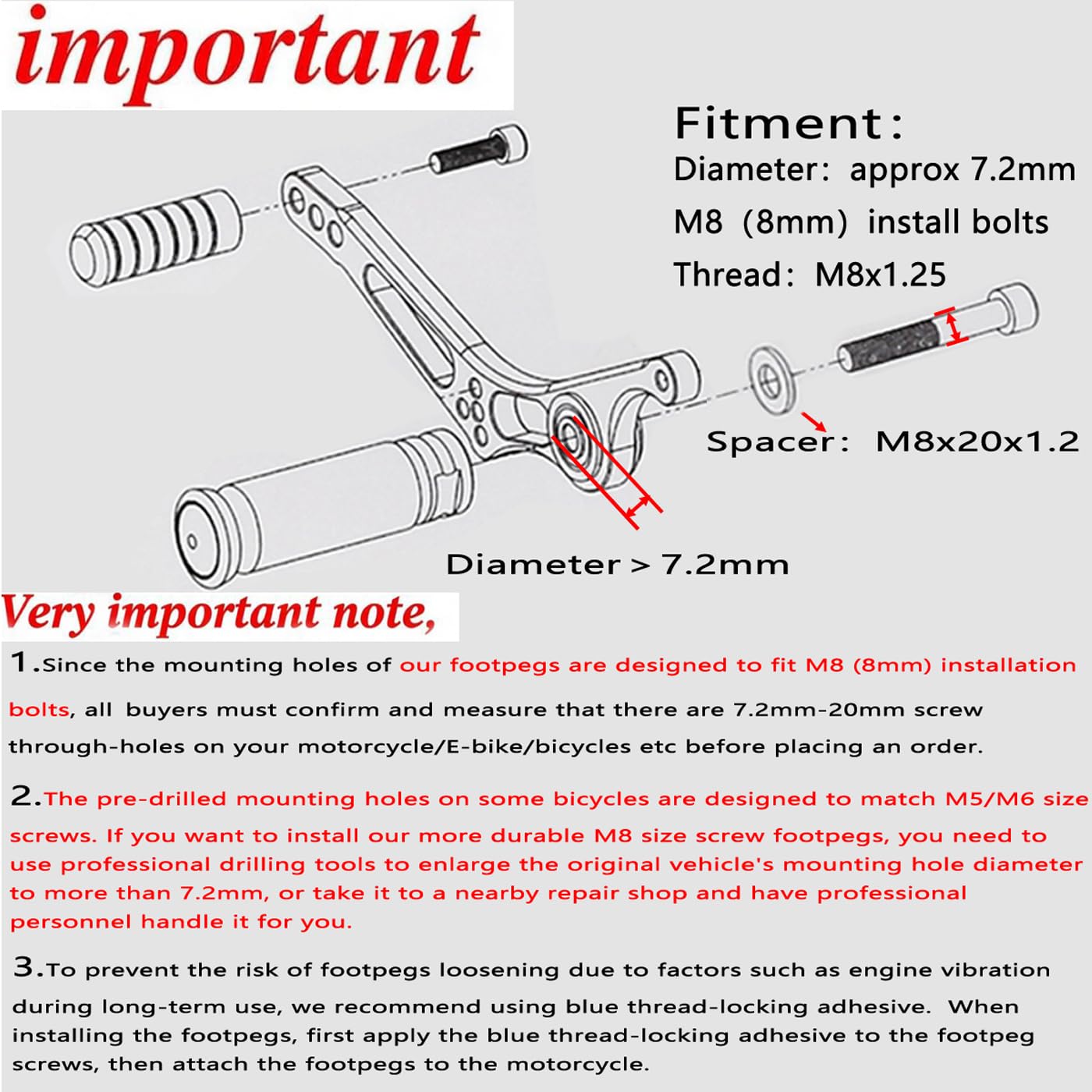 Universal Motorcycle Bicycle Folding Foot Pegs 90 Degree Foldable Electric Motorbike Ebike For Super73 S2/ZX/RX/R/S Passenger Footrests Rearsets Rear Set Footpegs foot Rest Pedals M8 Install Bolts