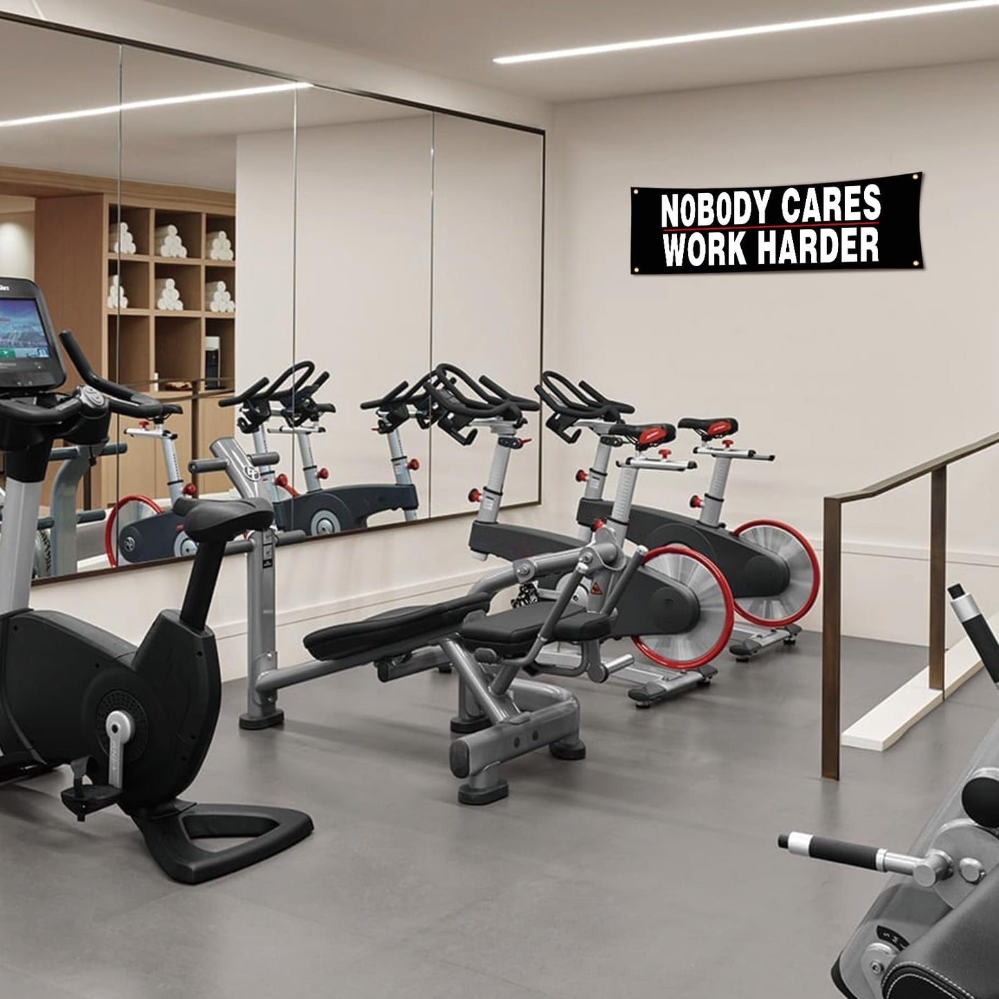 Lyeedoom NOBODY CARES|WORK HARDER Motivational Gym Banner - Fitness Wall Art for Home Gym, Office & Dorm - Exercise Encouragement Tapestry with Inspirational Quotes for Men & Women