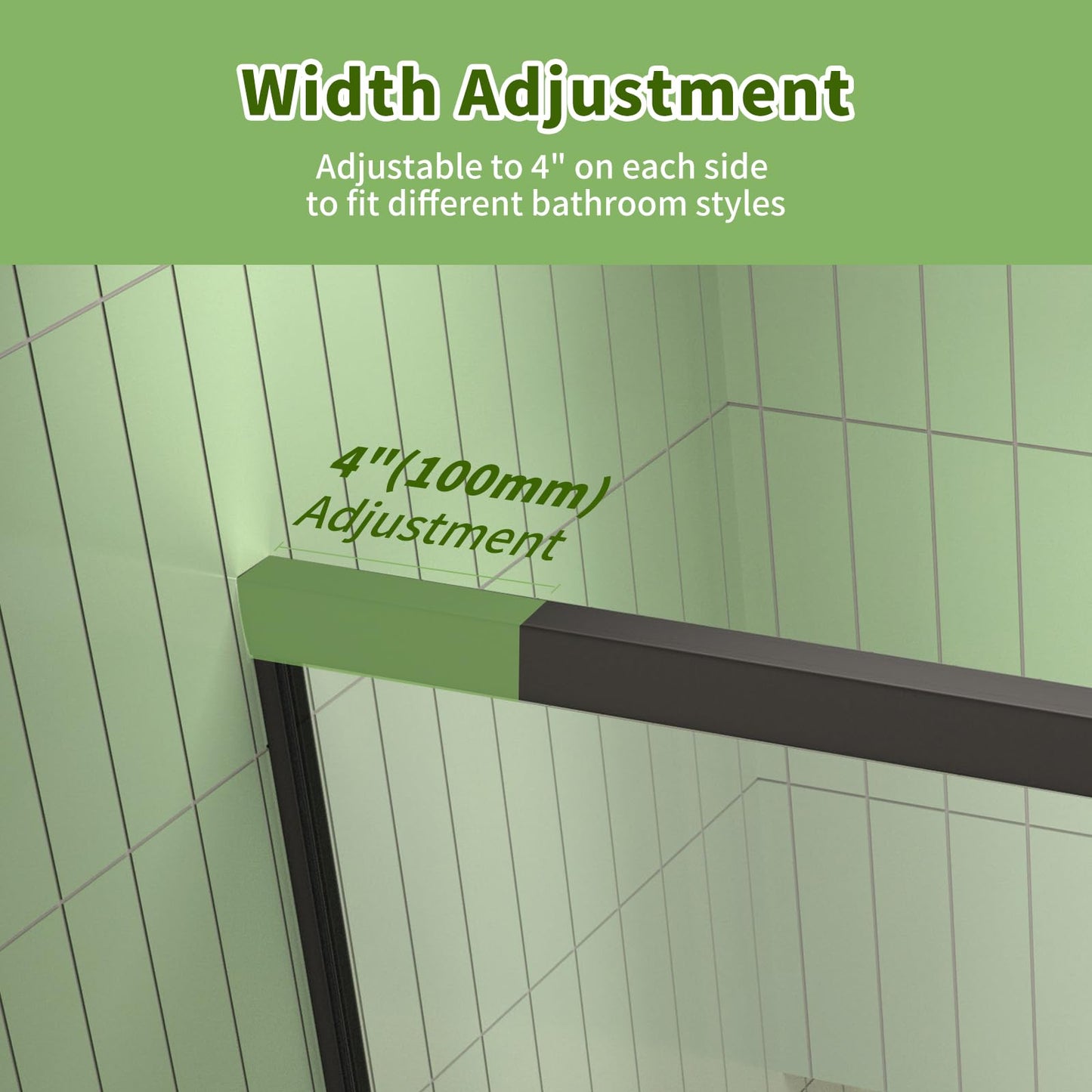 ACE DECOR 56-60" W x 58" H Sliding Bathtub Shower Door, Semi-Frameless Shower Door for Tub with 1/4" (6mm) Clear SGCC Tempered Safety Glass Easy-to-Clean Nano Coating, Matte Black Finish Shower Doors