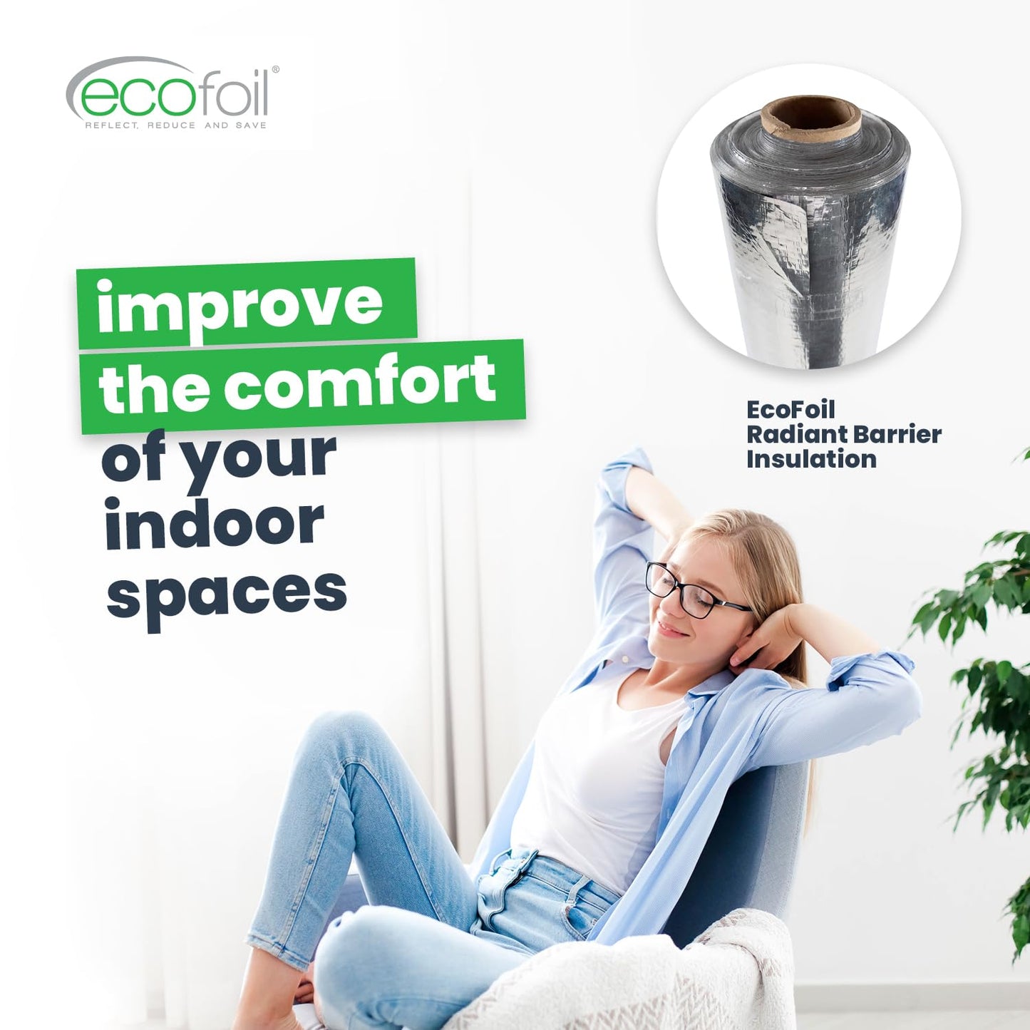 EcoFoil Solid Radiant Barrier 4' x 250' (1000 Sq.Ft.), Made in USA Non-Perforated Radiant Barrier Insulation Roll, Eco-Friendly Reflective Insulation to Increase Energy Efficiency, Foil Vapor Barrier