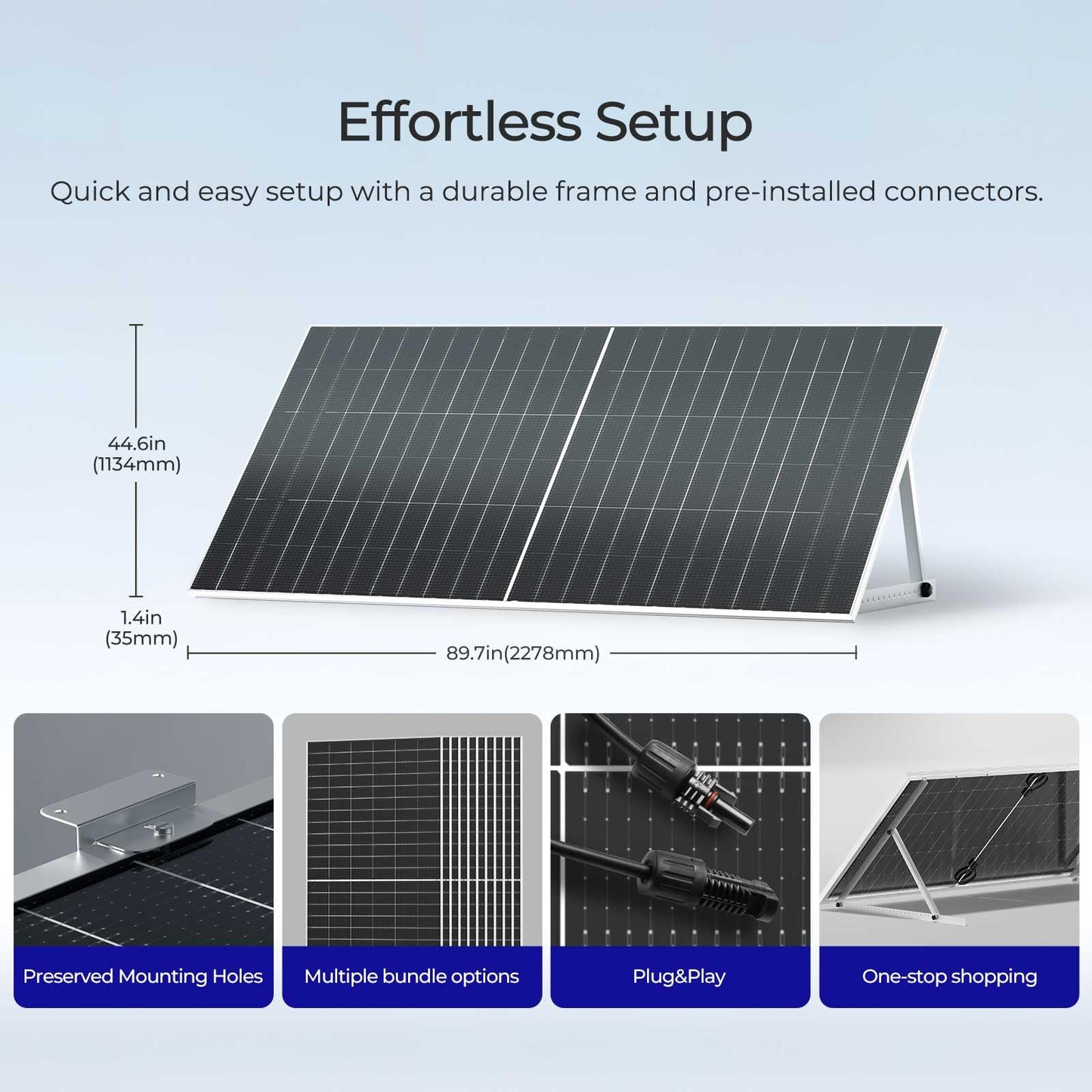 Renogy 1180W Solar Panels 2pcs 590 Watt N-Type Bifacial Solar Panel Monocrystalline 16BB 25% High Conversion Efficiency for Homes Roof Top RV Boat Camping Black