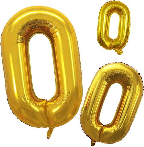 GOER Gold Foil Number 0 Balloons - 42 Inch Birthday & Anniversary Party Decorations | 10th-100th Celebrations