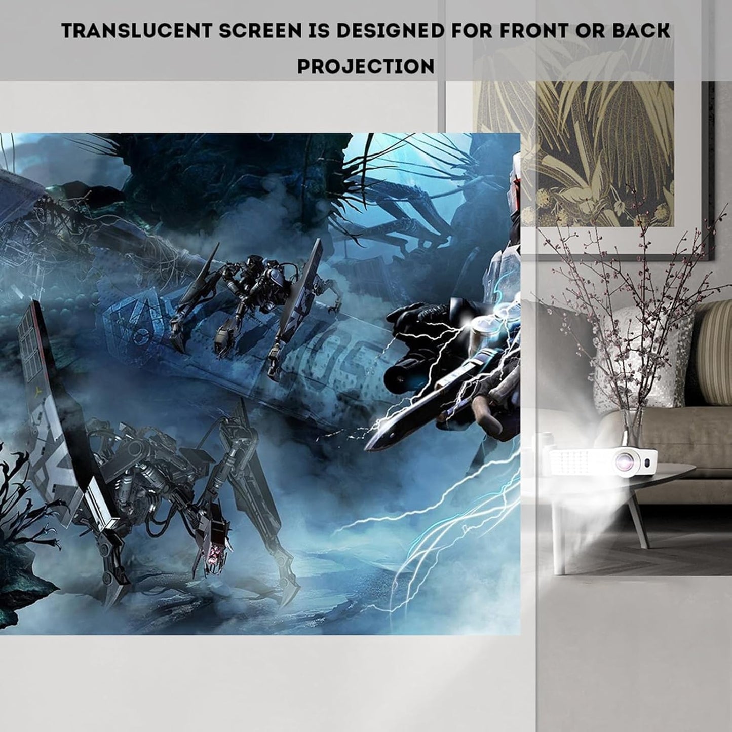 Aramox 60-120 Inch 16:9 (100inch) Projector Screen,Projector Curtain Rear Projection Screen Portable Foldable White