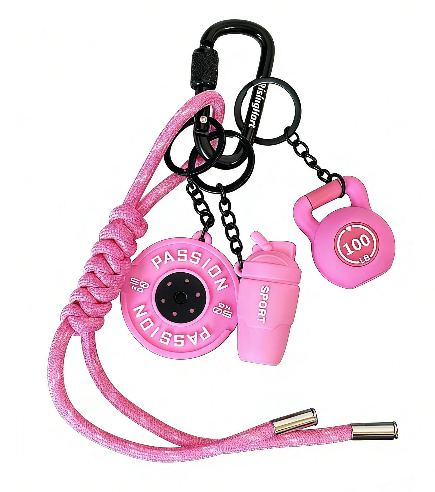 XVWXVW Dumbbell & Weights Keychain, Bags Charms Gift for fitness Women and Men, Cute Mini Car Key Chains Accessories for Gym，Keychain Wristlet Fitness Gift (Pink)