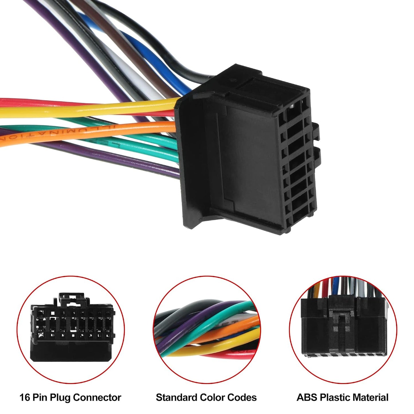 16 RDBS Pin Radio Wiring Harness Plug Fit for Pioneer CD DVD Stereo Power Speaker Wire Replacement Aftermarket