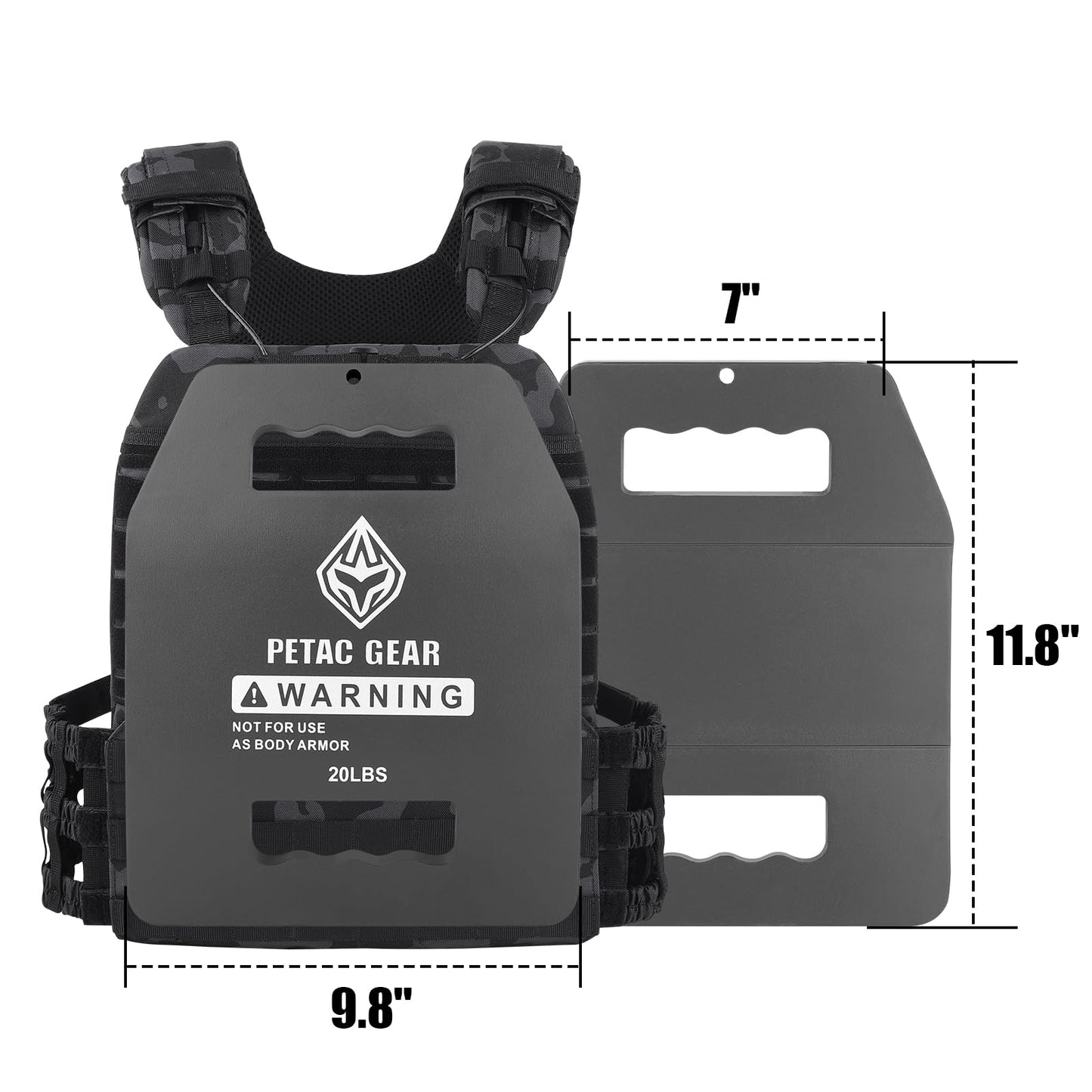 PETAC GEAR Curved/Straight Weights Plates For Weighted Vest For Men Workout,5/10/15/20 LBS Weight Strength Training Vests Equipment Workout Gear (Curved, 20LB*2)