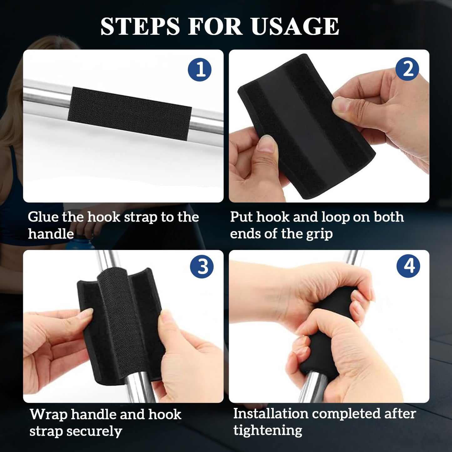 4Pcs Rubber Foam Grip Wrap Easy to Install Handle Grips Handle Covers for Fitness Home Garden Bicycle Exercise Equipment Handlebar Replacement
