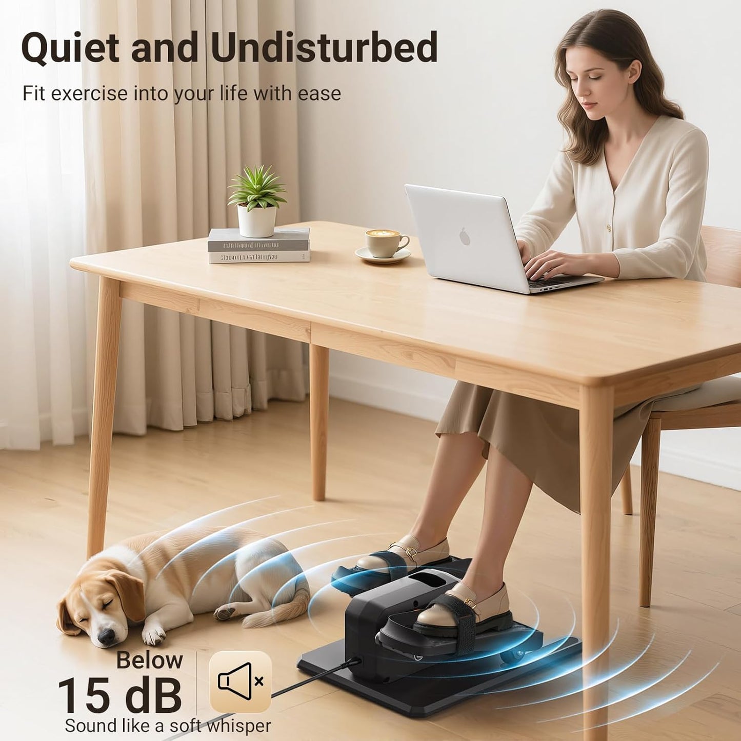 Roylvan Under Desk Elliptical Exercise Machine, Electric & Portable Ellipse Leg Exerciser, Quiet Seated Pedal Elliptical for Seniors Adult with Remoter, 12 Adjustable Speeds, 2 Modes for Home Office