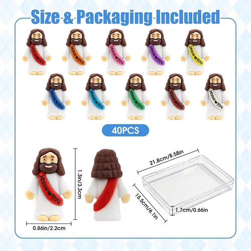 Little Jesus Figures - 40 Pcs Mini Christ Figurines in Multicolor | Perfect for Easter, Baptism & Gifts