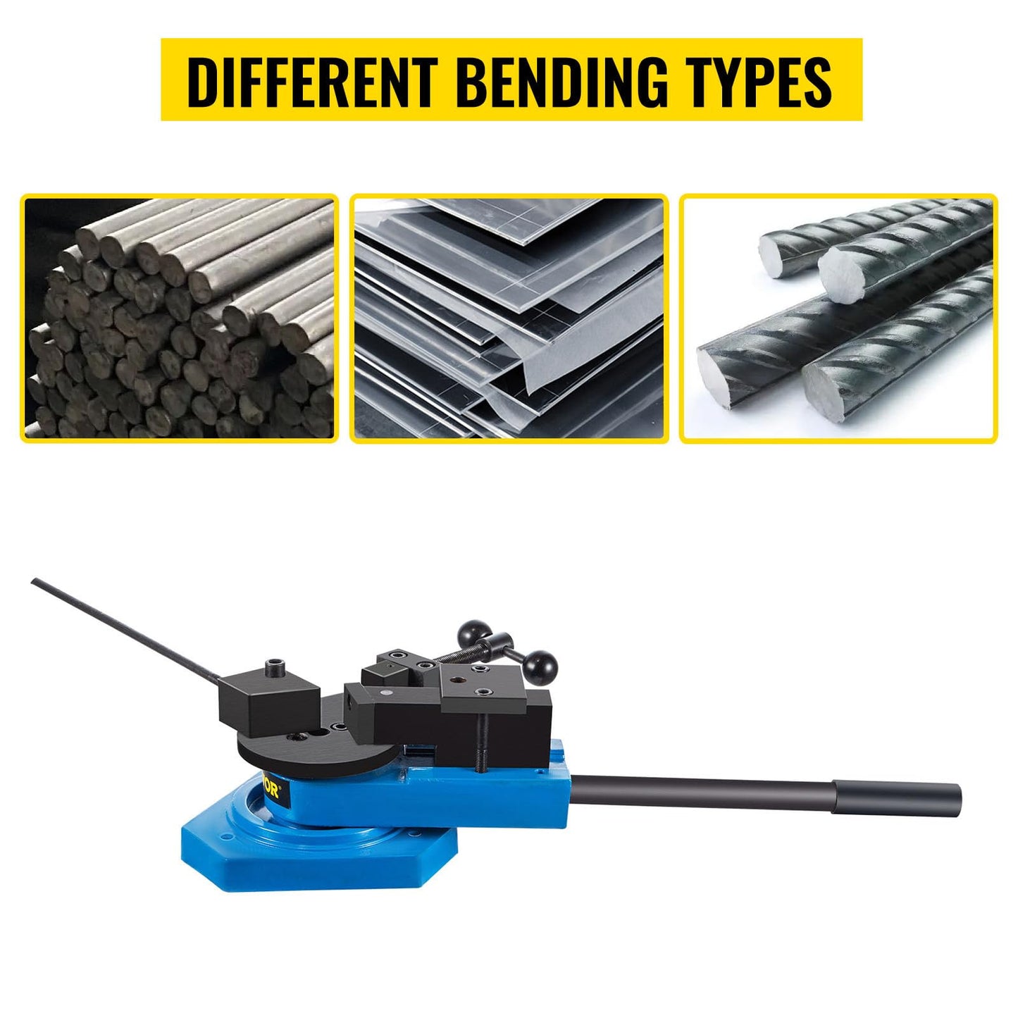 VEVOR SBG-40 Manual Bender High-Hardened Steel Scroll Bender Combination of Scroll Radius and Angle Bending Universal Metal Rod Bender For Steel Brass Cooper Aluminum