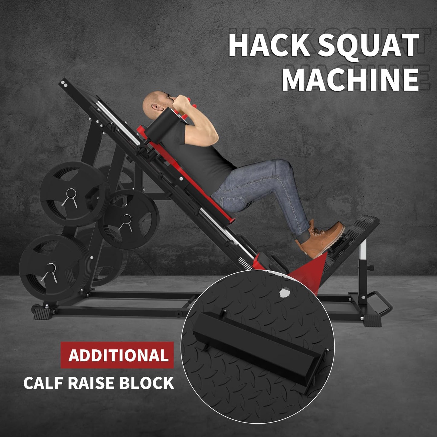 Leg Press Hack Squat Machine Combo, Professional Adjustable Leg Exercise Machine with Linear Bearing, Hack Squat Leg Press Machine with Weight Storage Posts for Full Lower Body Workout, 1500LBS