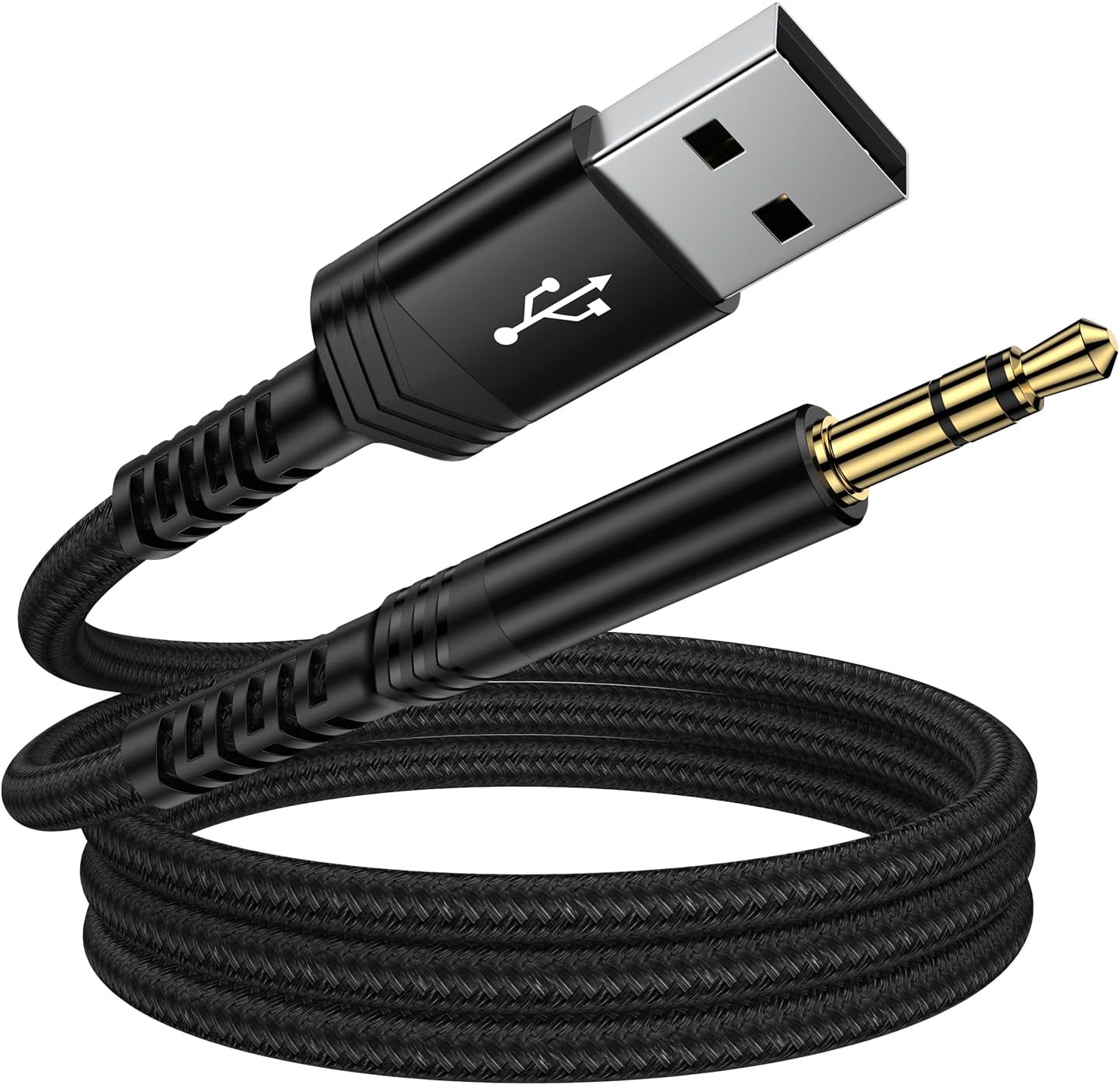 3.5mm 3FT PS5 PS4 USB to Audio Aux Cable, USB Male to AUX Male Jack Adapter TRS Stereo Braided Audio Cord
