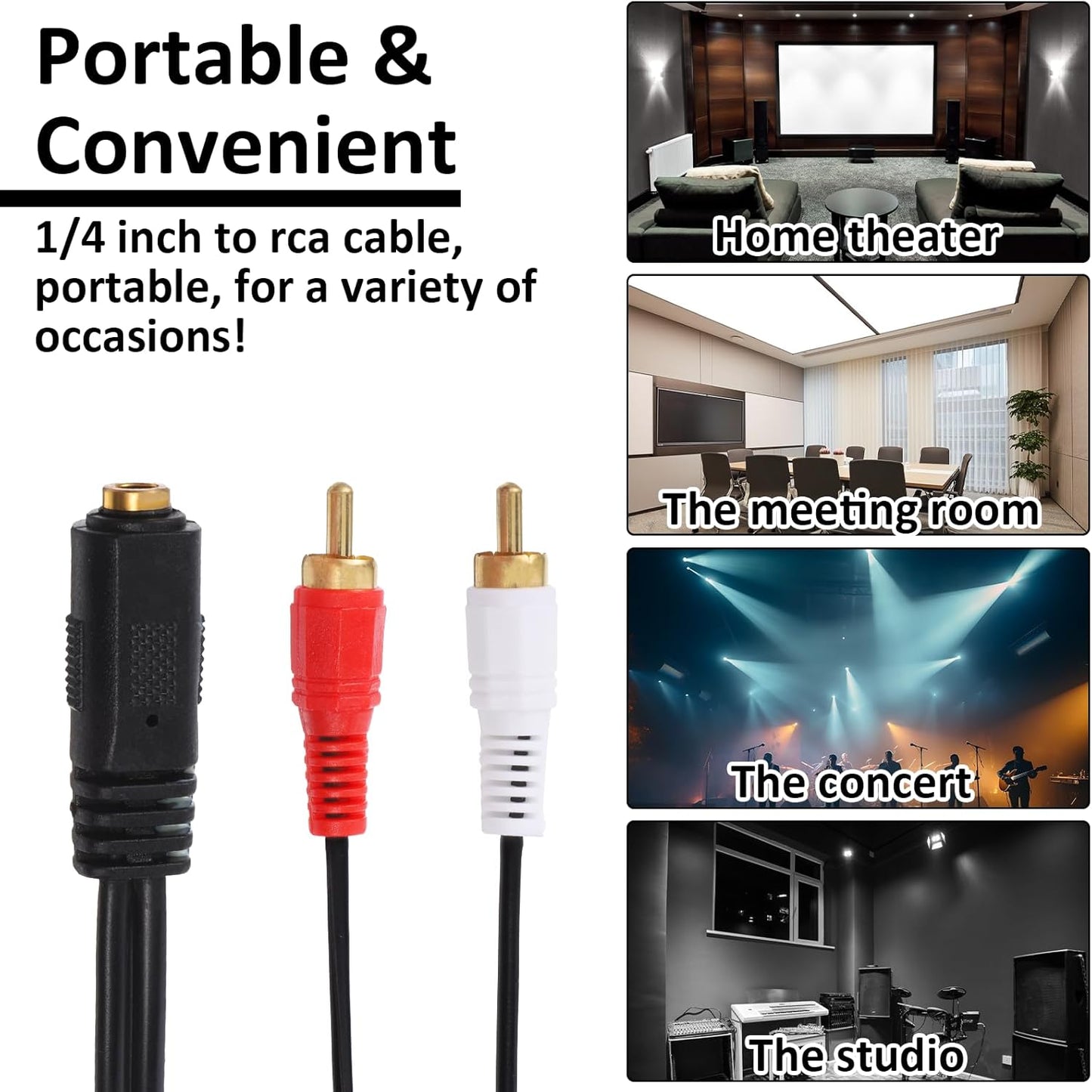 Jxiwfvl 1/4 1/4 6.35mm (37cm/14.6inch) RCA to Female, RCA to Adapter Cable, Headphone Jack Female for Headphones