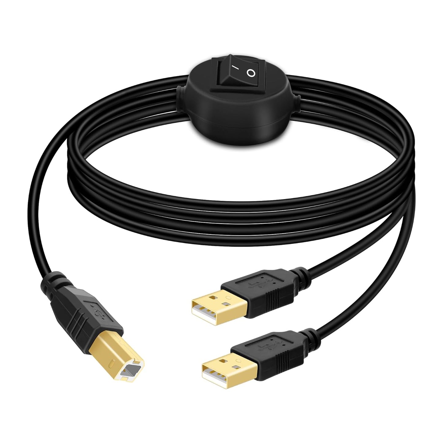 1 2 (2.5M) GELRHONR USB B to USB A Printer Cable Splitter - in Out Printer Cord Switcher for Sharing Keyboard, Mouse