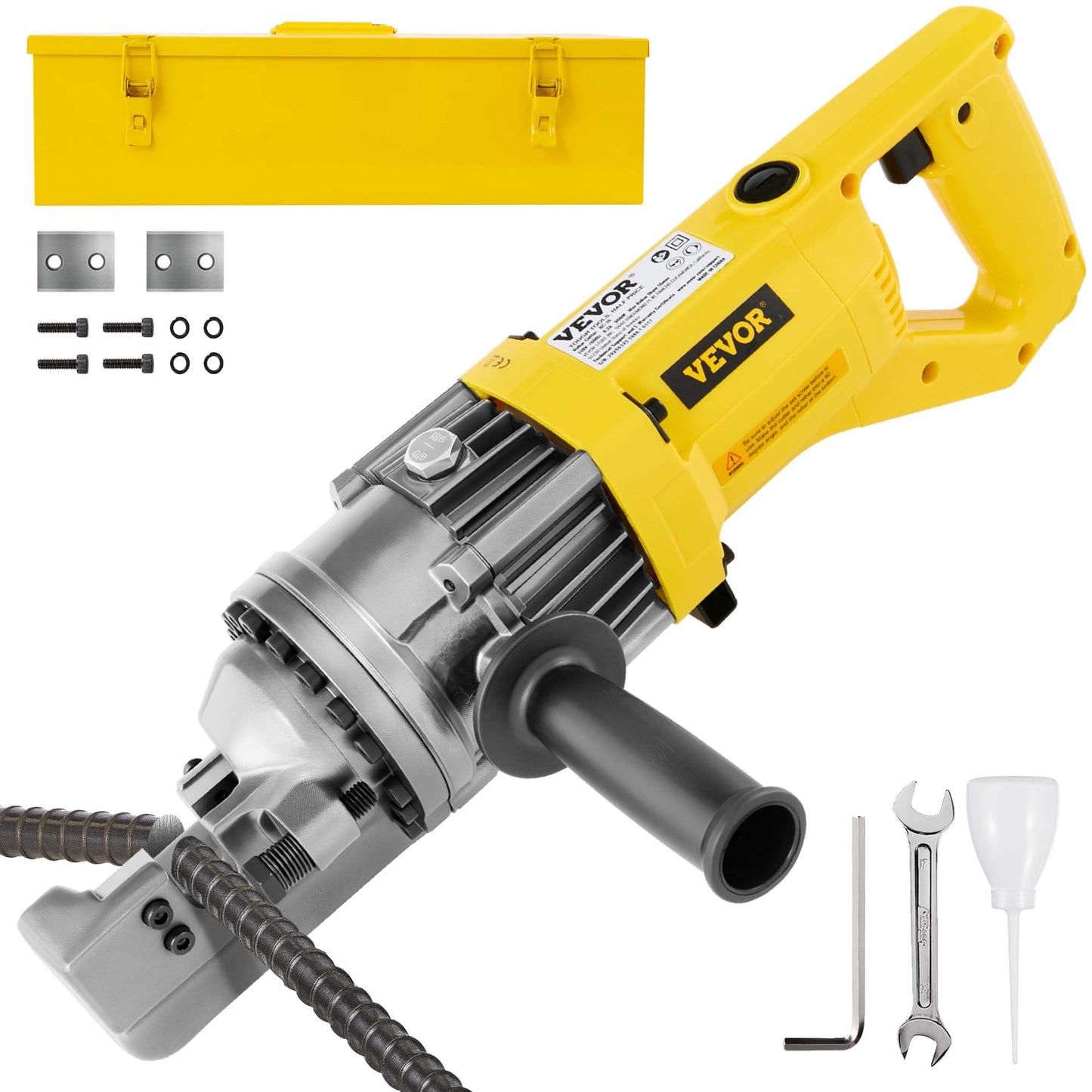 VEVOR Electric Hydraulic Rebar Cutter 900W 110V - Portable, Cuts #5 4-16mm Rebar in 3 Seconds, with Stainless Steel Carry Case